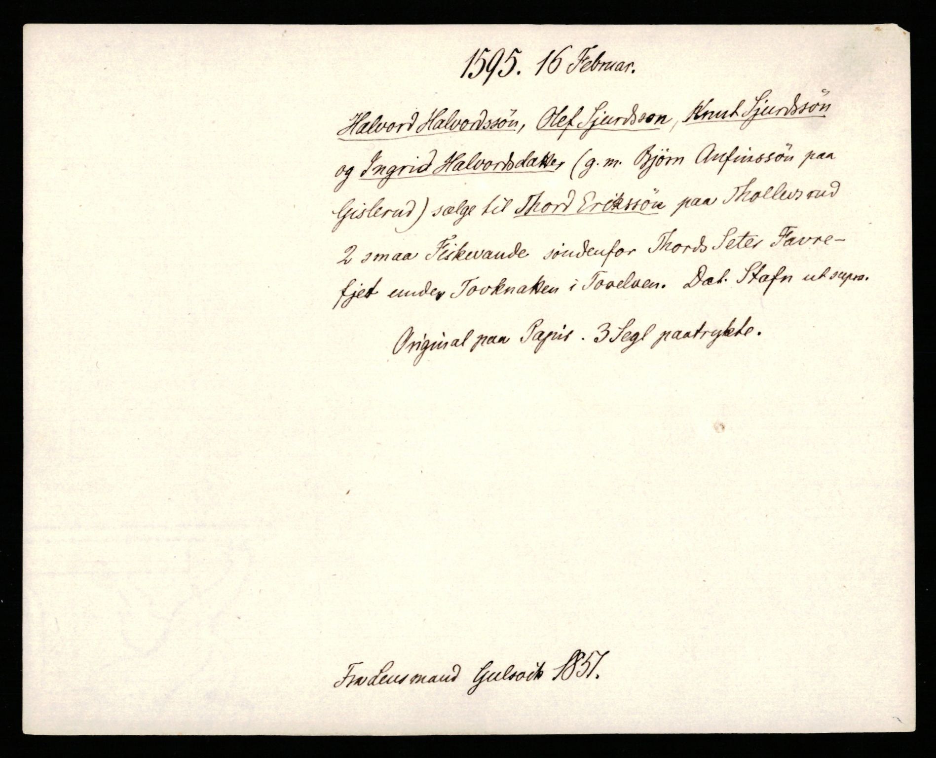 Riksarkivets diplomsamling, AV/RA-EA-5965/F35/F35b/L0004: Riksarkivets diplomer, seddelregister, 1593-1600, p. 153