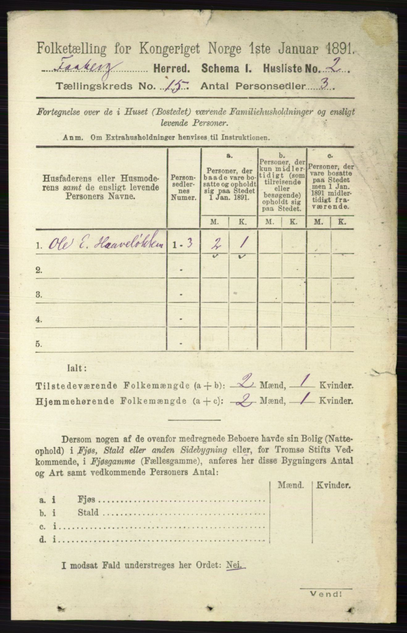 RA, 1891 census for 0524 Fåberg, 1891, p. 5833