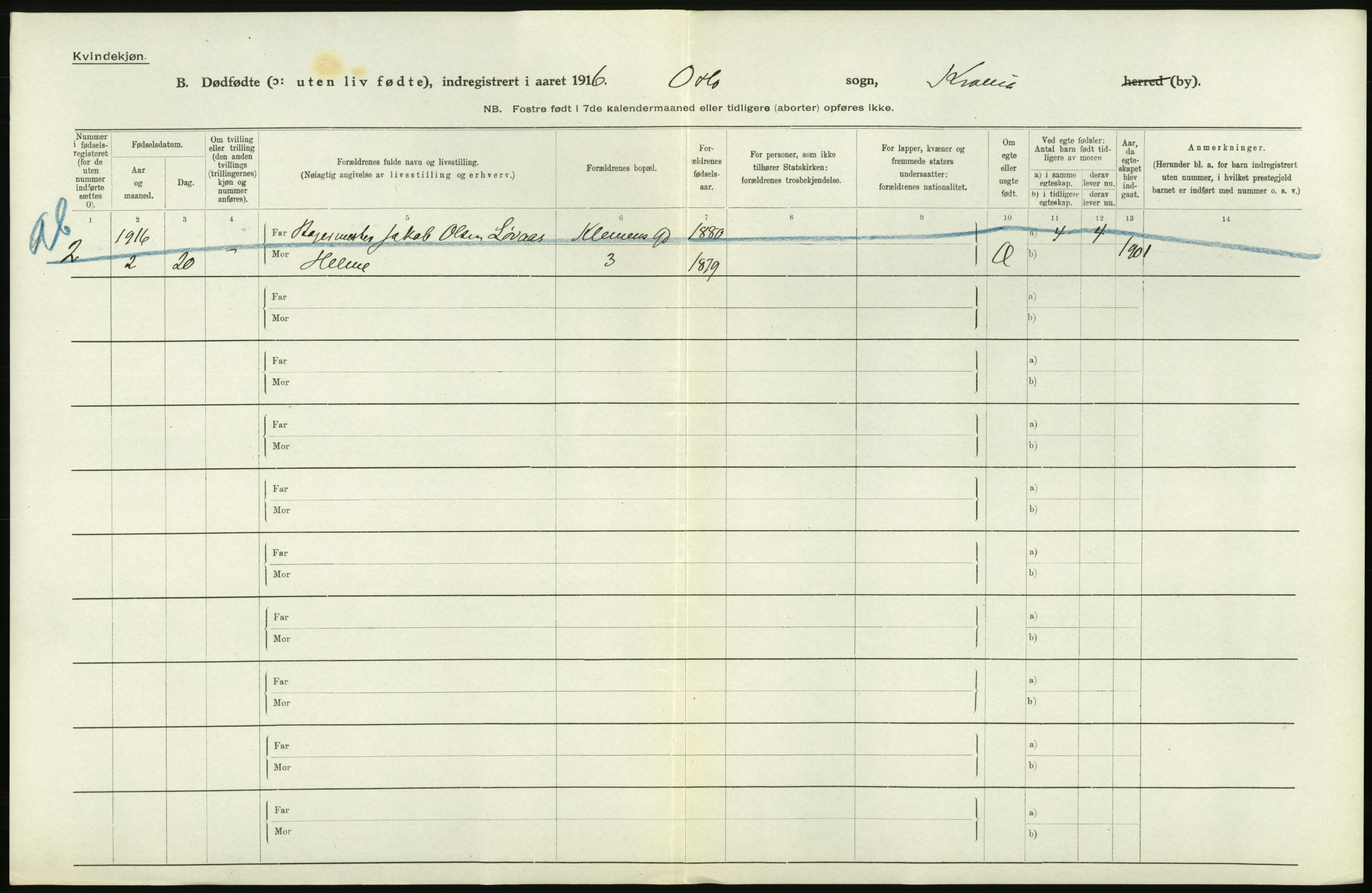 Statistisk sentralbyrå, Sosiodemografiske emner, Befolkning, RA/S-2228/D/Df/Dfb/Dfbf/L0010: Kristiania: Døde, dødfødte., 1916, p. 606