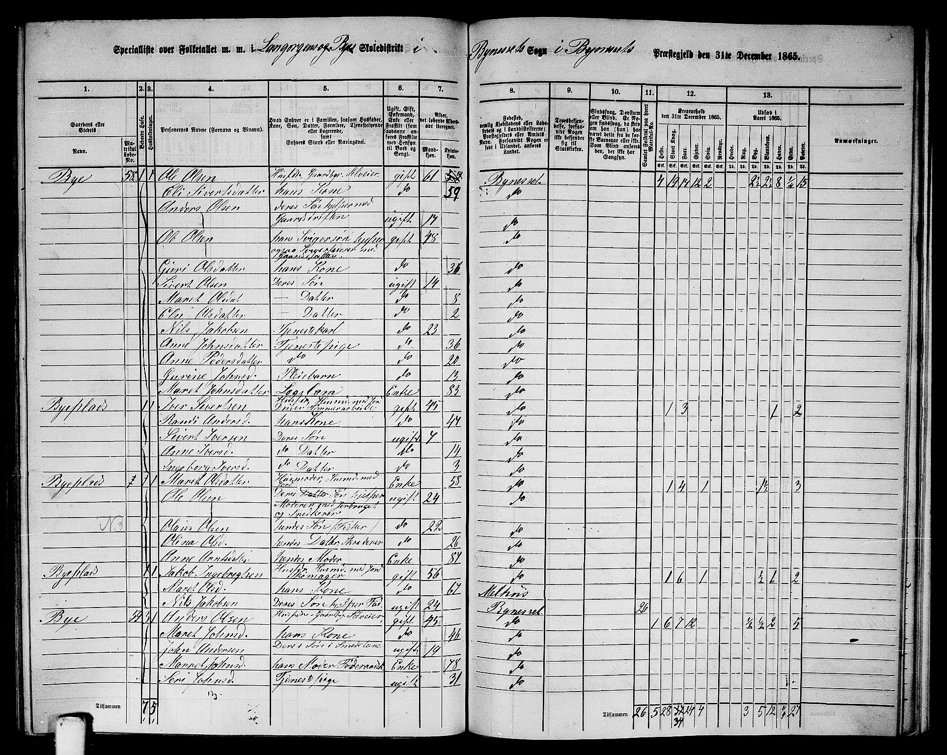 RA, 1865 census for Byneset, 1865, p. 88