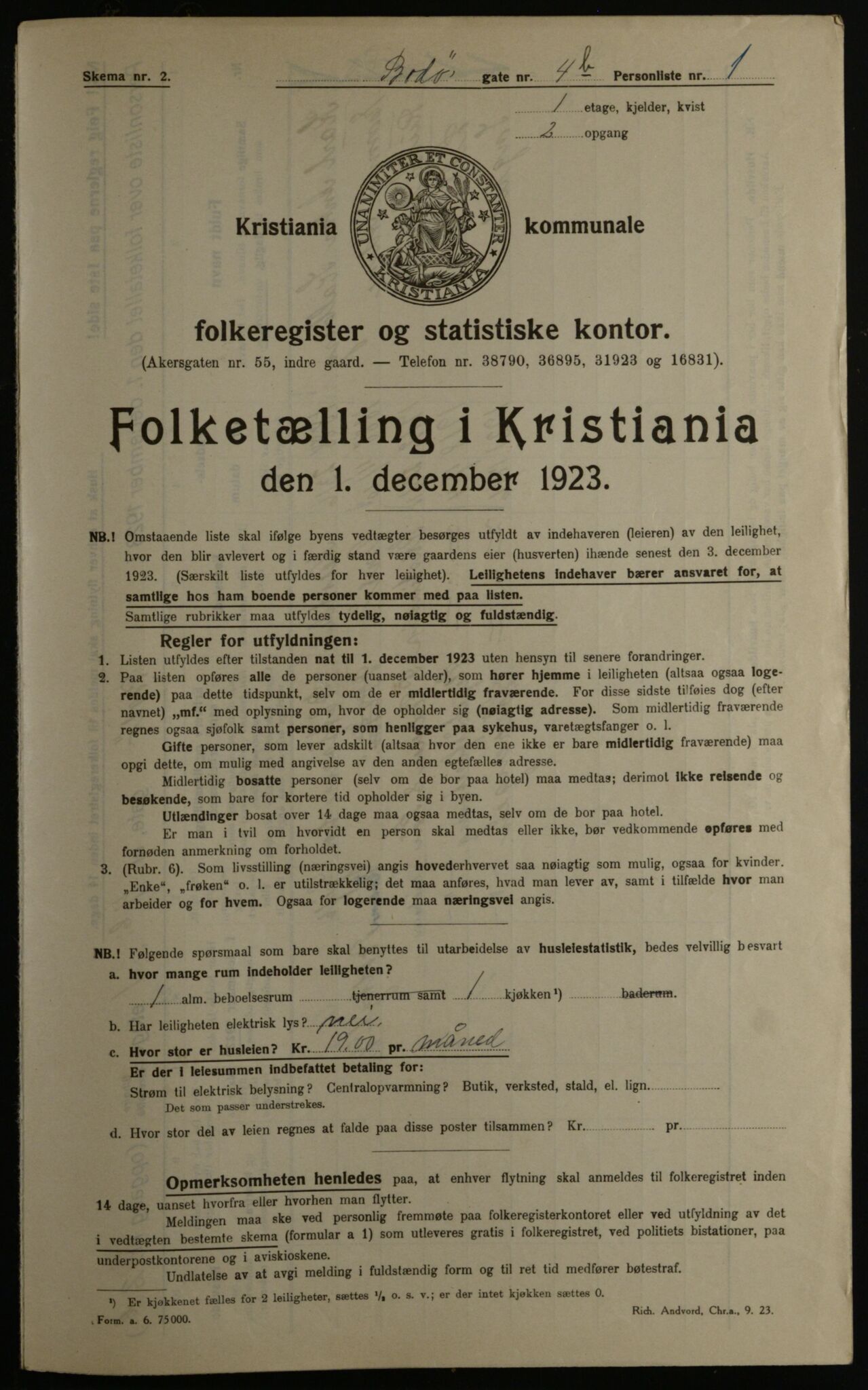 OBA, Municipal Census 1923 for Kristiania, 1923, p. 7768