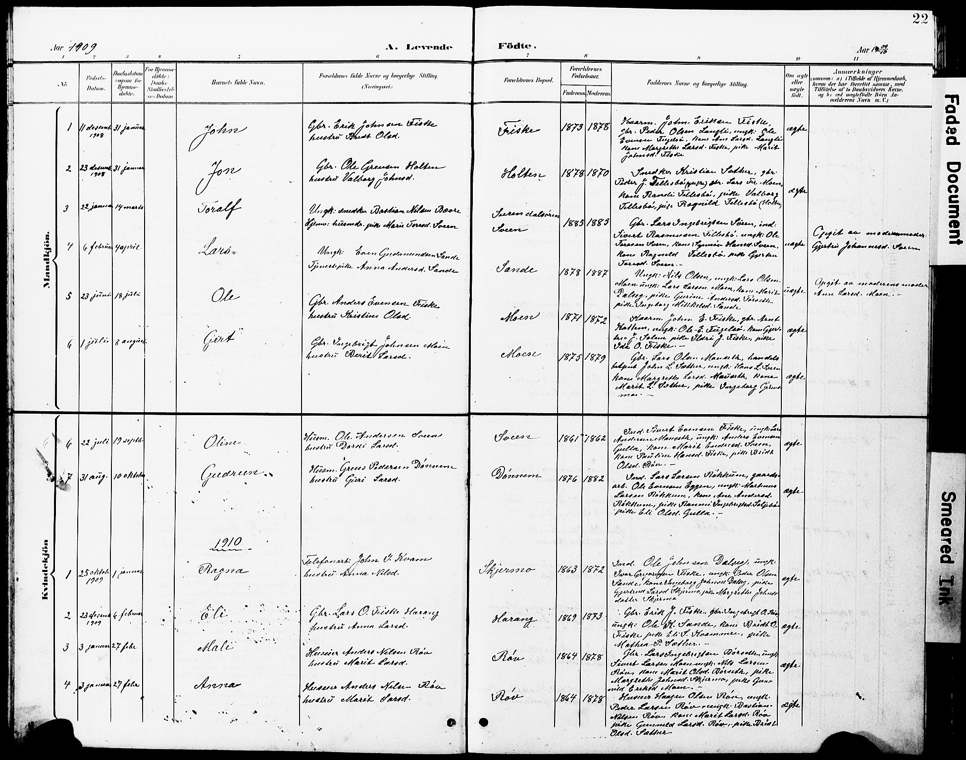 Ministerialprotokoller, klokkerbøker og fødselsregistre - Møre og Romsdal, SAT/A-1454/597/L1065: Parish register (copy) no. 597C02, 1899-1930, p. 22