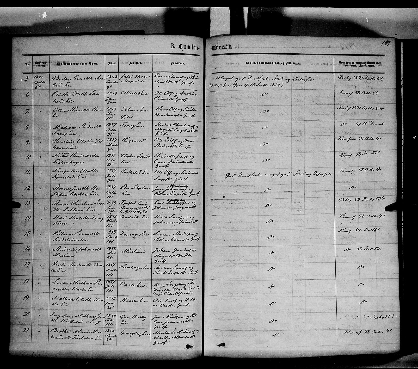 Stange prestekontor, SAH/PREST-002/K/L0013: Parish register (official) no. 13, 1862-1879, p. 199