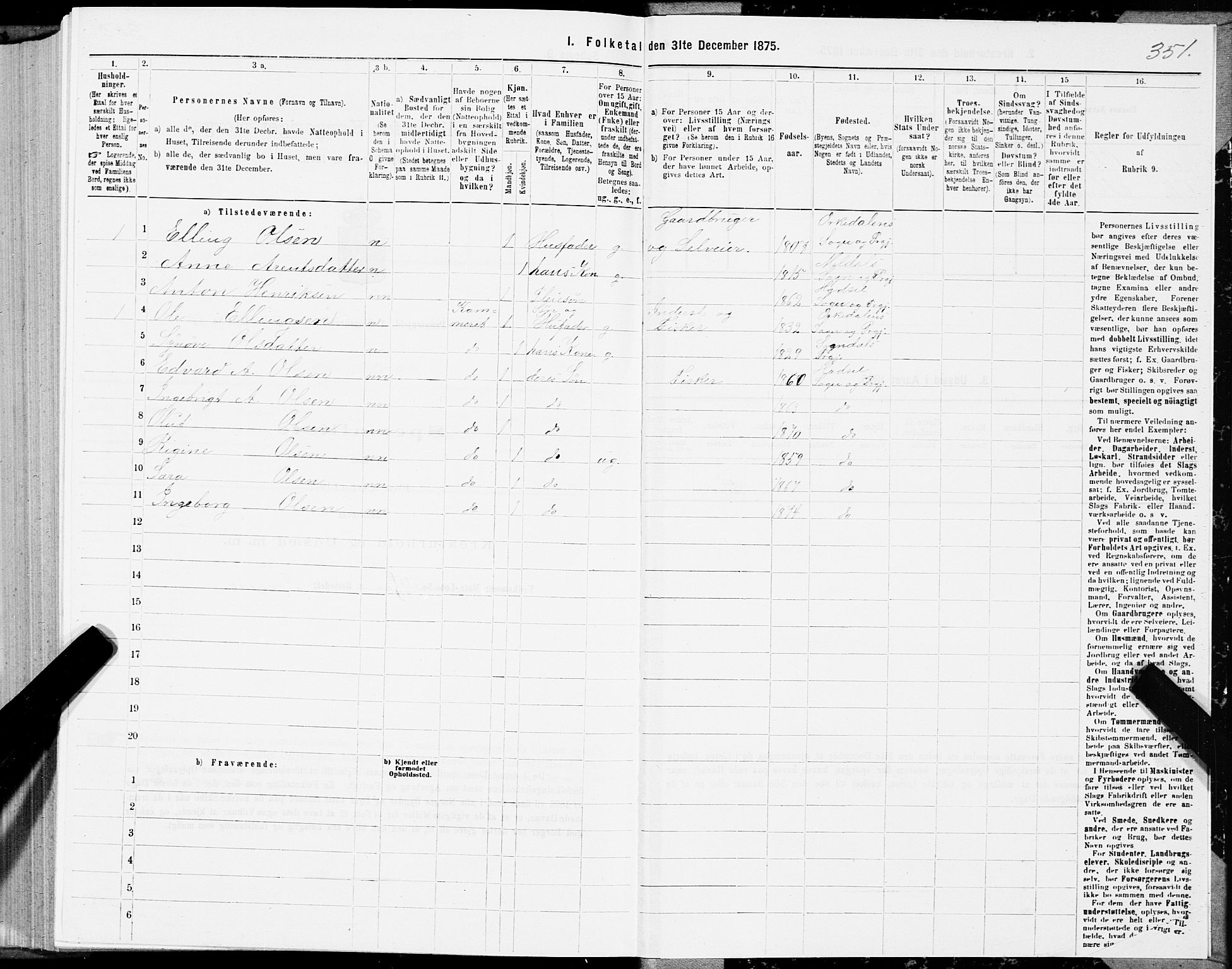 SAT, 1875 census for 1866P Hadsel, 1875, p. 3351