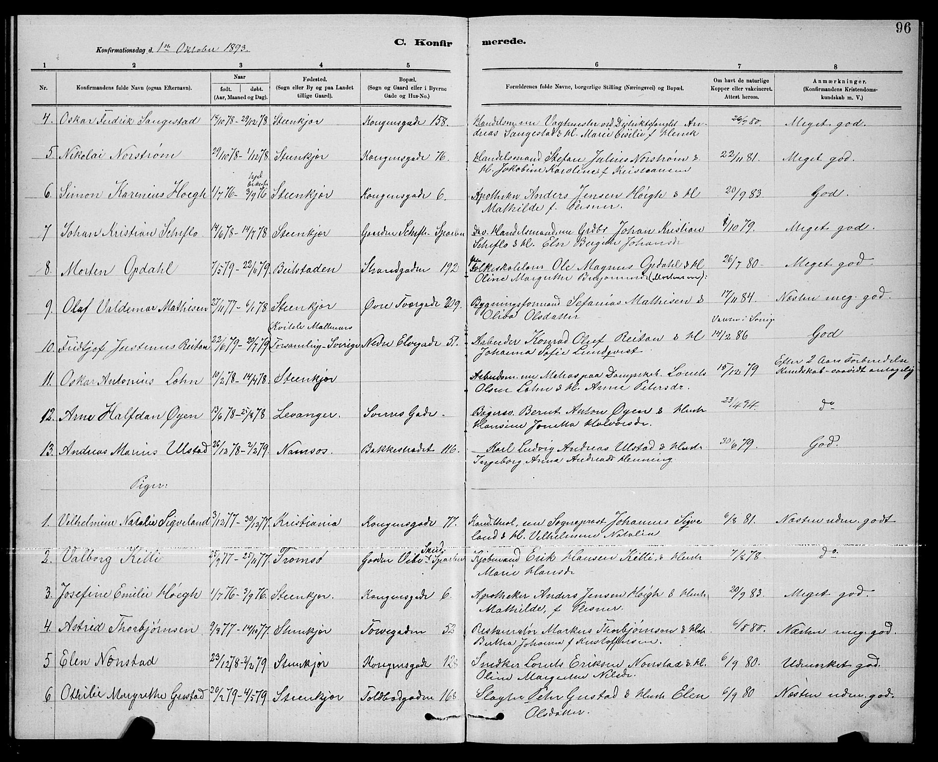 Ministerialprotokoller, klokkerbøker og fødselsregistre - Nord-Trøndelag, SAT/A-1458/739/L0374: Parish register (copy) no. 739C02, 1883-1898, p. 96
