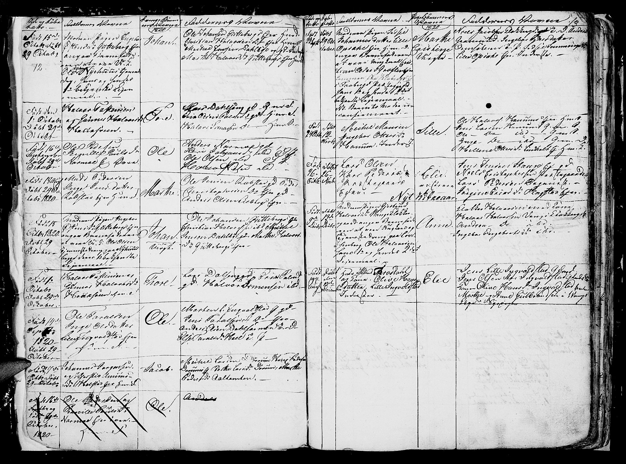 Vang prestekontor, Hedmark, AV/SAH-PREST-008/H/Ha/Hab/L0006: Parish register (copy) no. 6, 1819-1832, p. 12-13