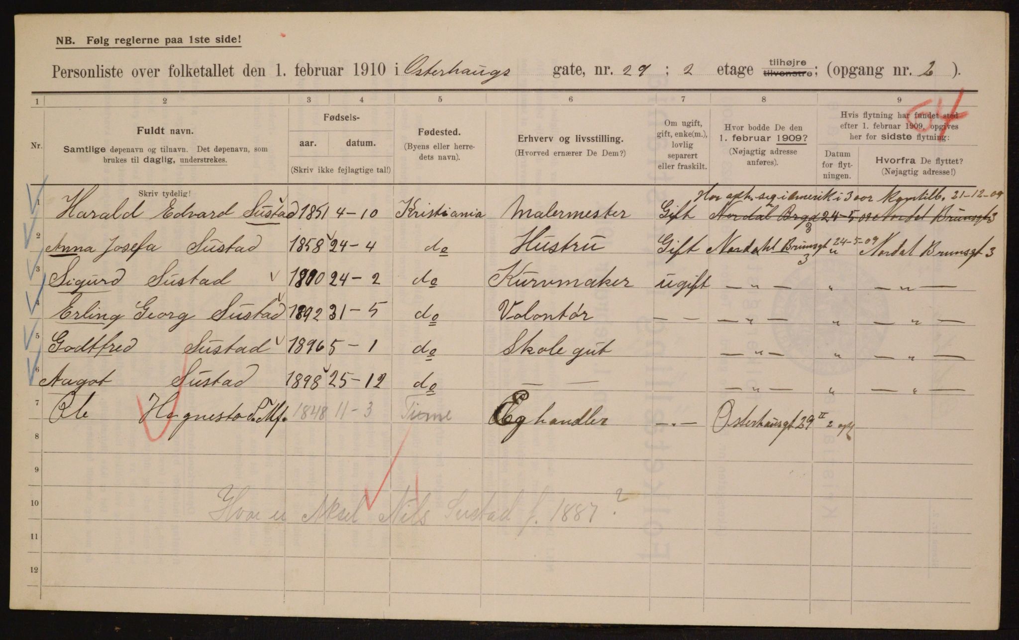 OBA, Municipal Census 1910 for Kristiania, 1910, p. 74767