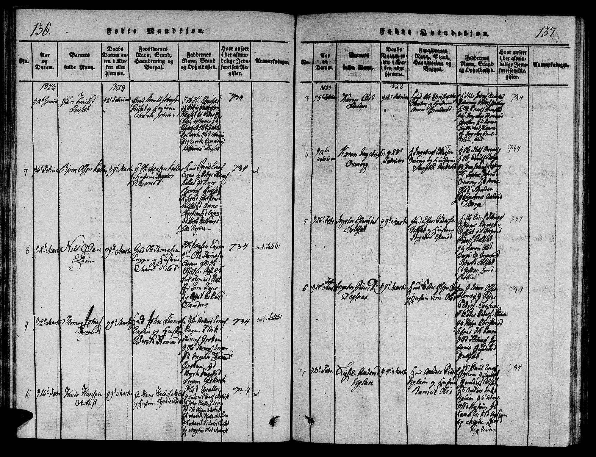 Ministerialprotokoller, klokkerbøker og fødselsregistre - Sør-Trøndelag, SAT/A-1456/695/L1141: Parish register (official) no. 695A04 /1, 1816-1824, p. 136-137