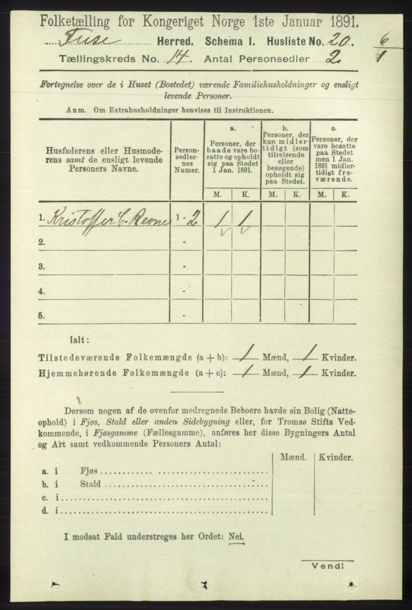 RA, 1891 census for 1241 Fusa, 1891, p. 3161