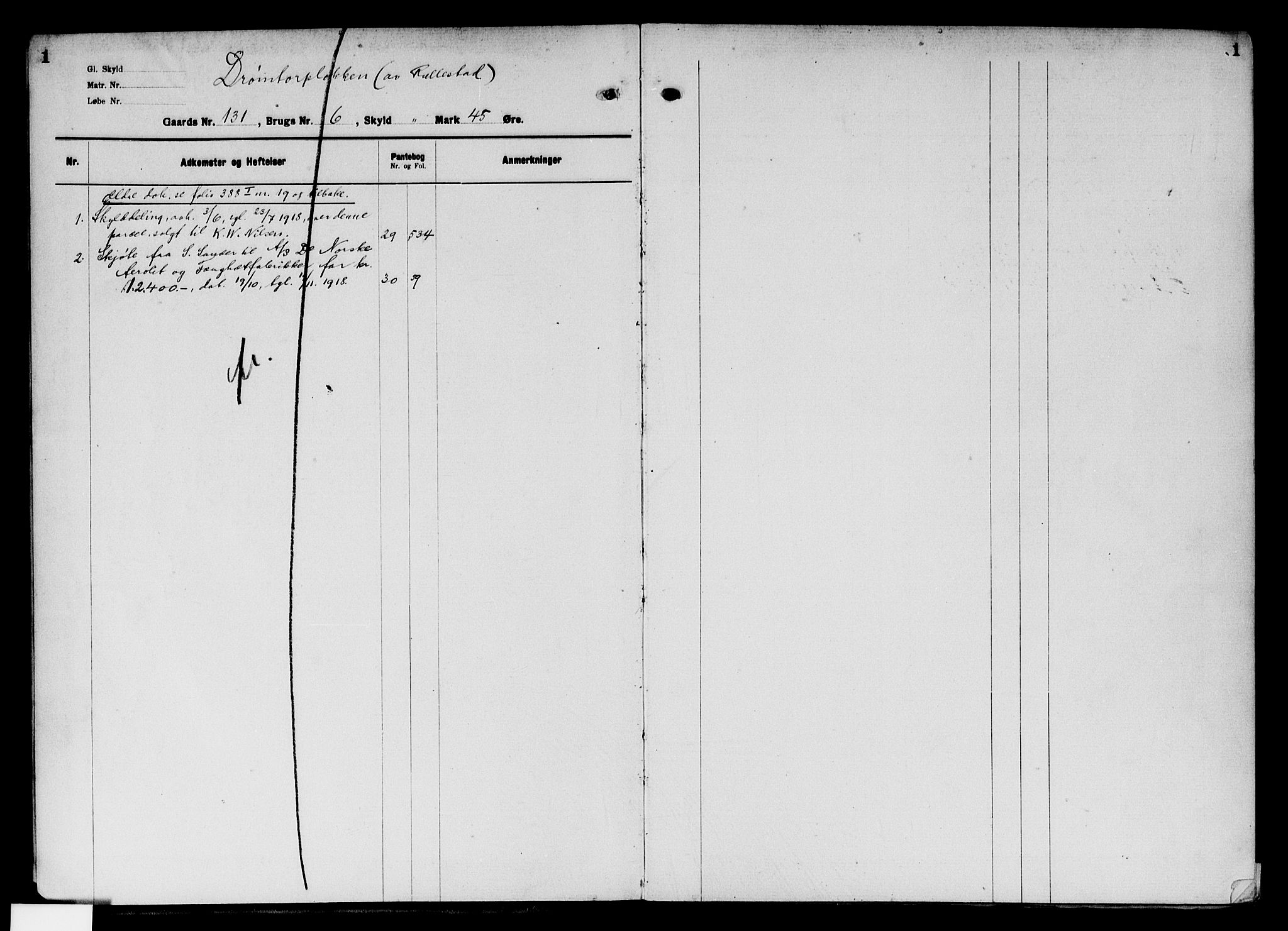 Follo sorenskriveri, SAO/A-10274/G/Gb/Gbg/L0003: Mortgage register no. VII 3, 1918-1938, p. 1