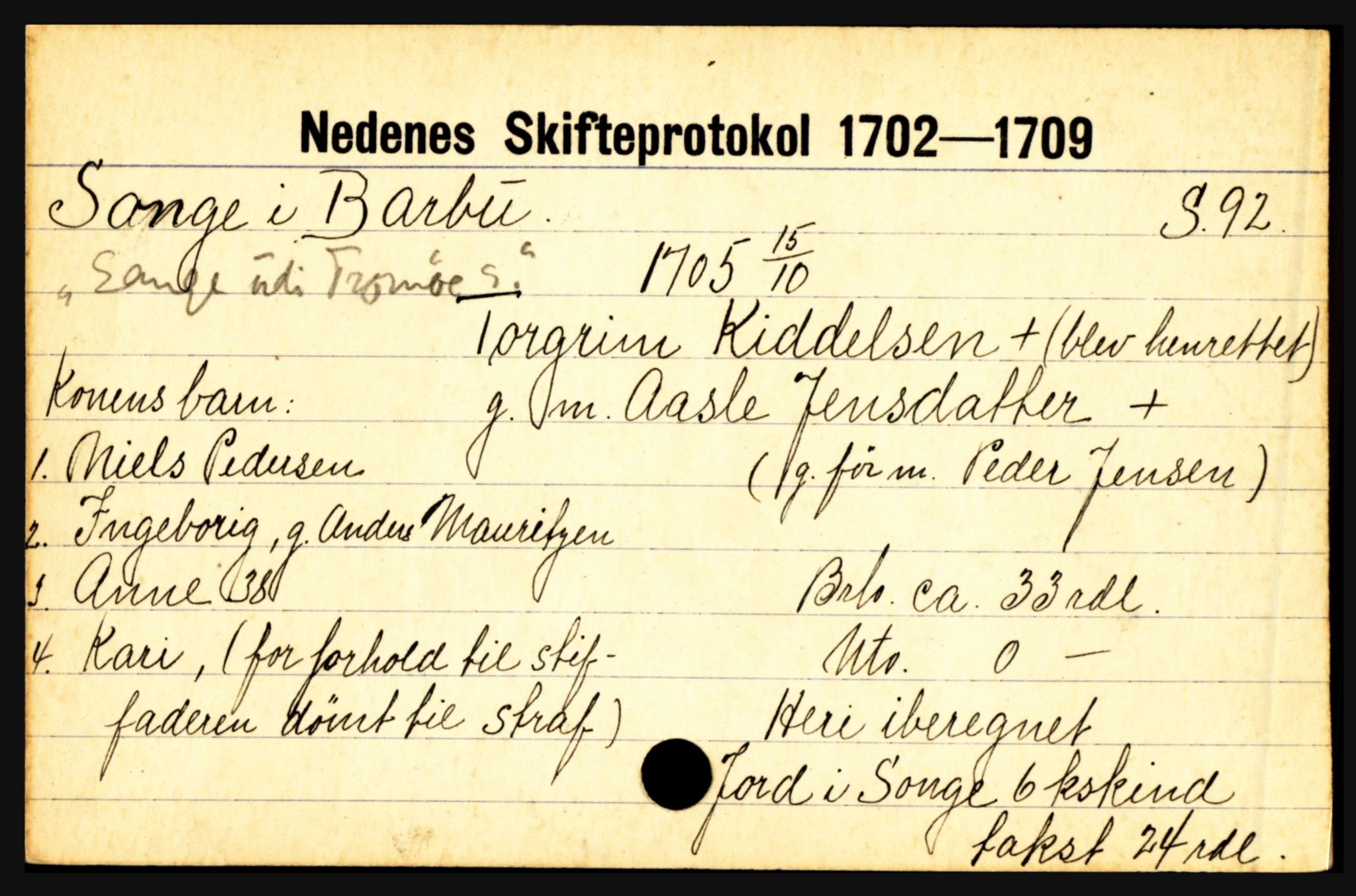 Nedenes sorenskriveri før 1824, AV/SAK-1221-0007/H, p. 27607