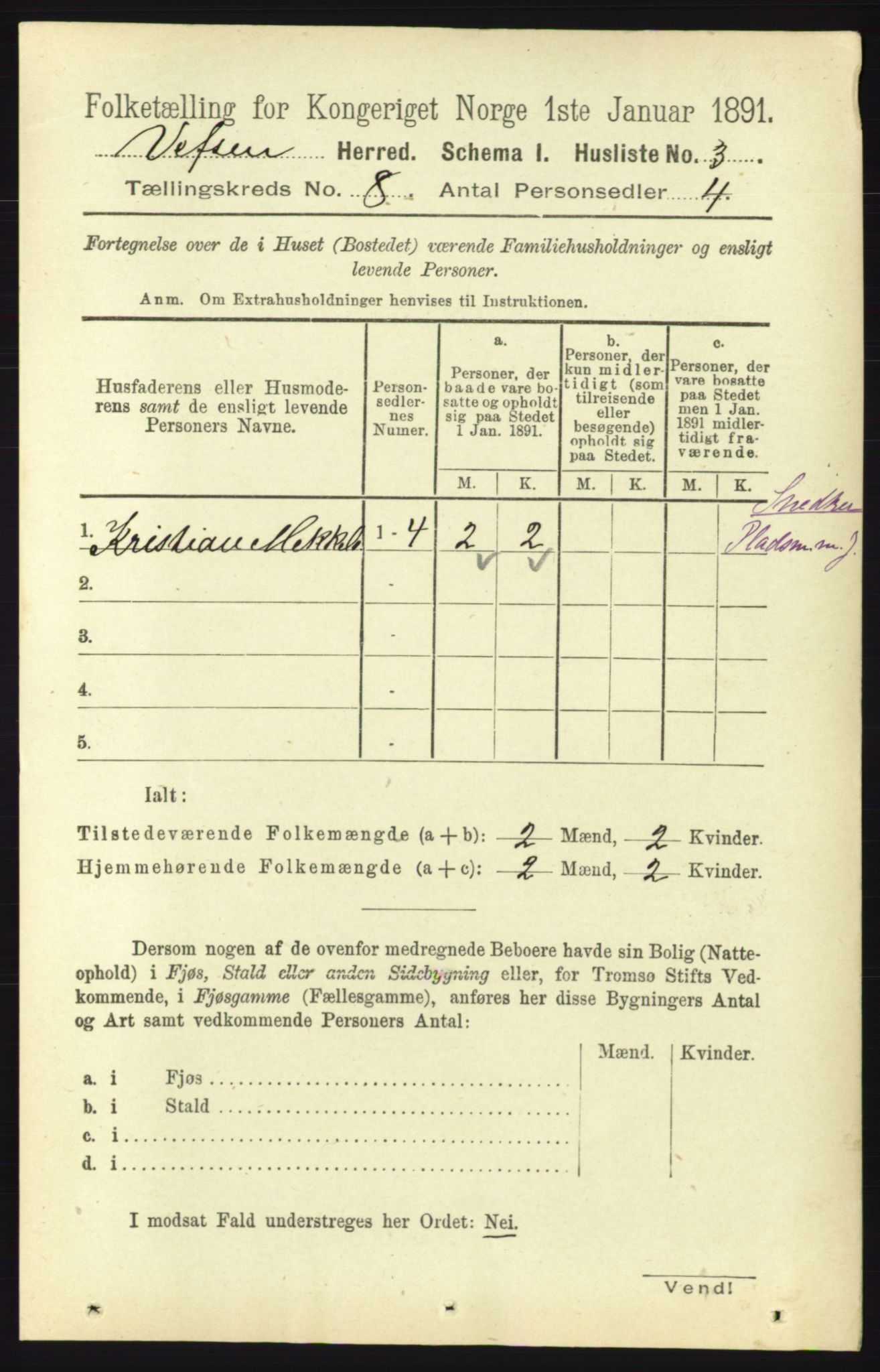 RA, 1891 census for 1824 Vefsn, 1891, p. 4188