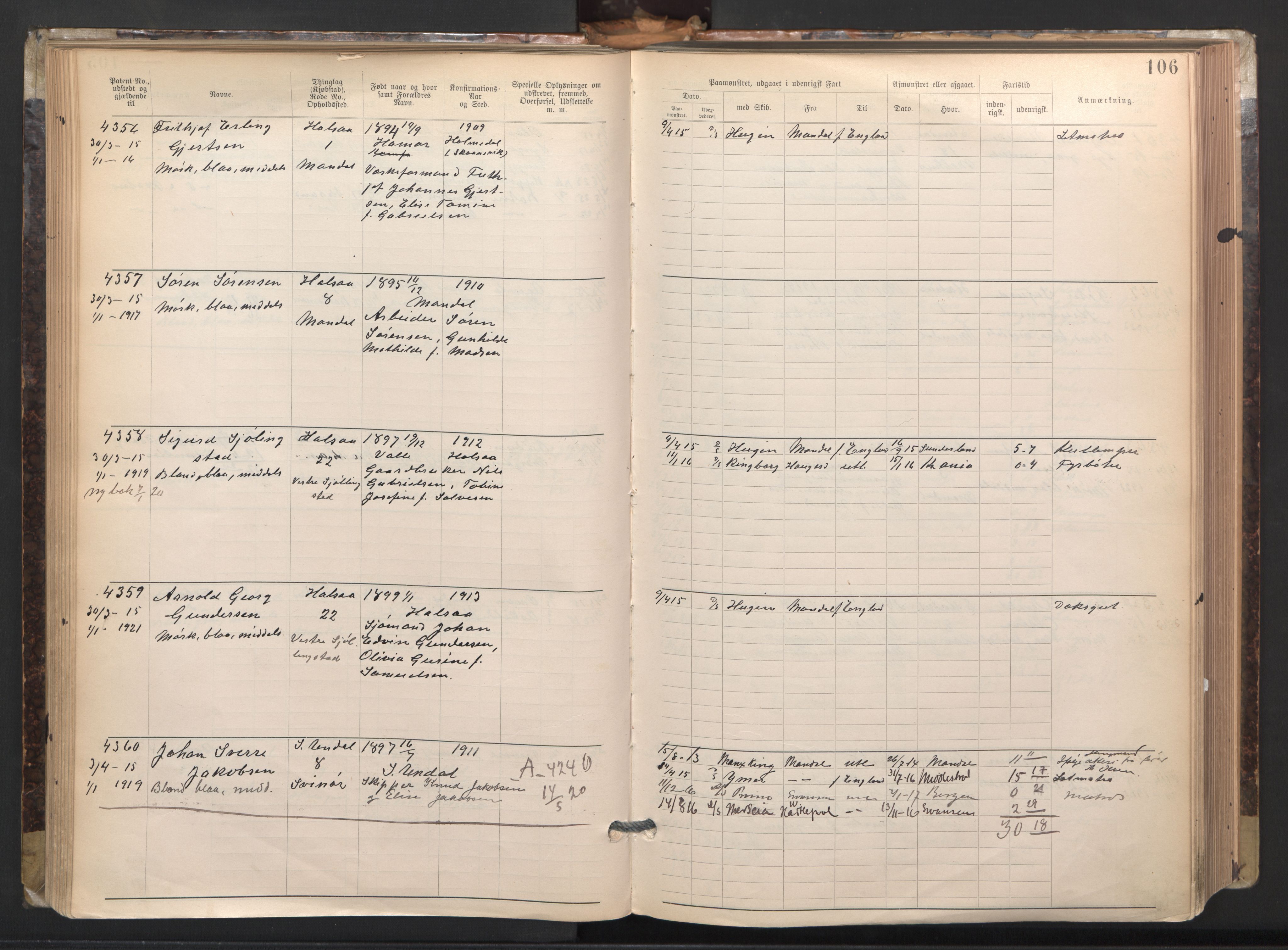 Mandal mønstringskrets, SAK/2031-0016/F/Fa/L0003: Annotasjonsrulle nr 3831-4730 med register, L-5, 1900-1948, p. 131