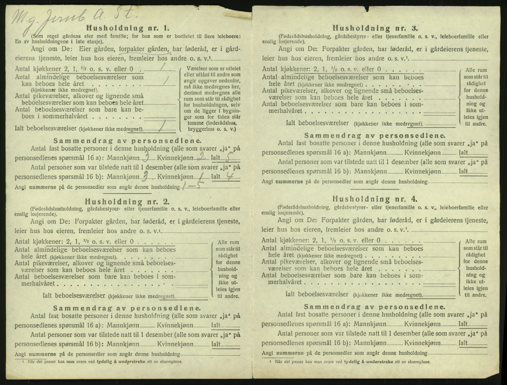 SAH, 1920 census for Lesja, 1920, p. 1045