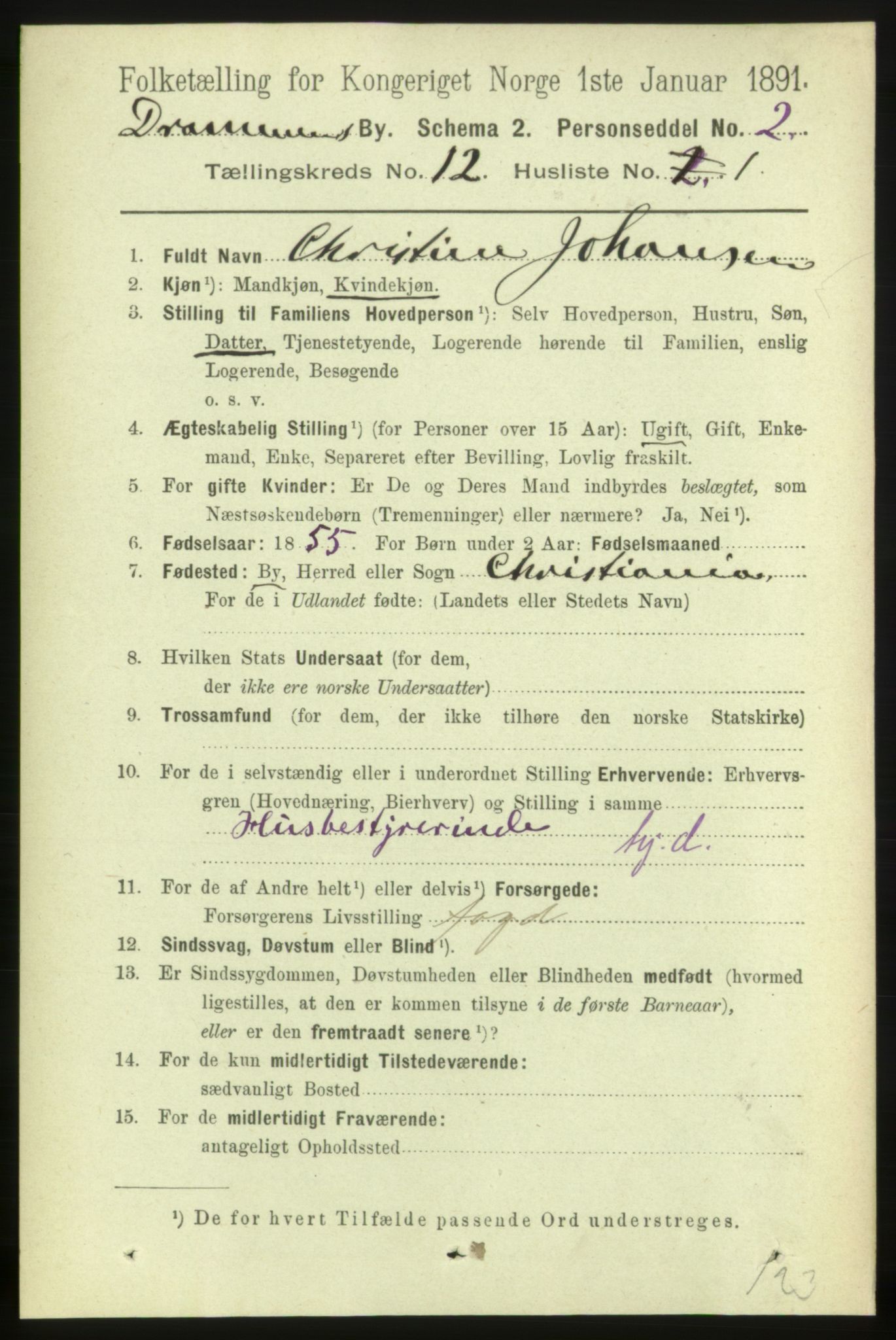 RA, 1891 census for 0602 Drammen, 1891, p. 8961