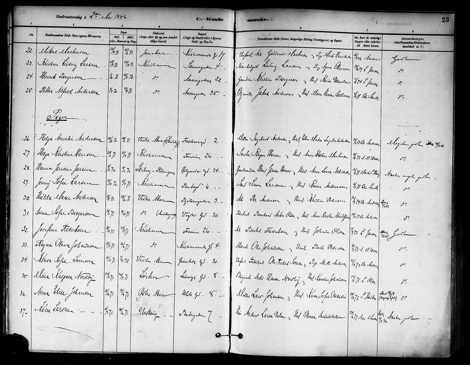 Sagene prestekontor Kirkebøker, AV/SAO-A-10796/F/L0002: Parish register (official) no. 2, 1880-1897, p. 23