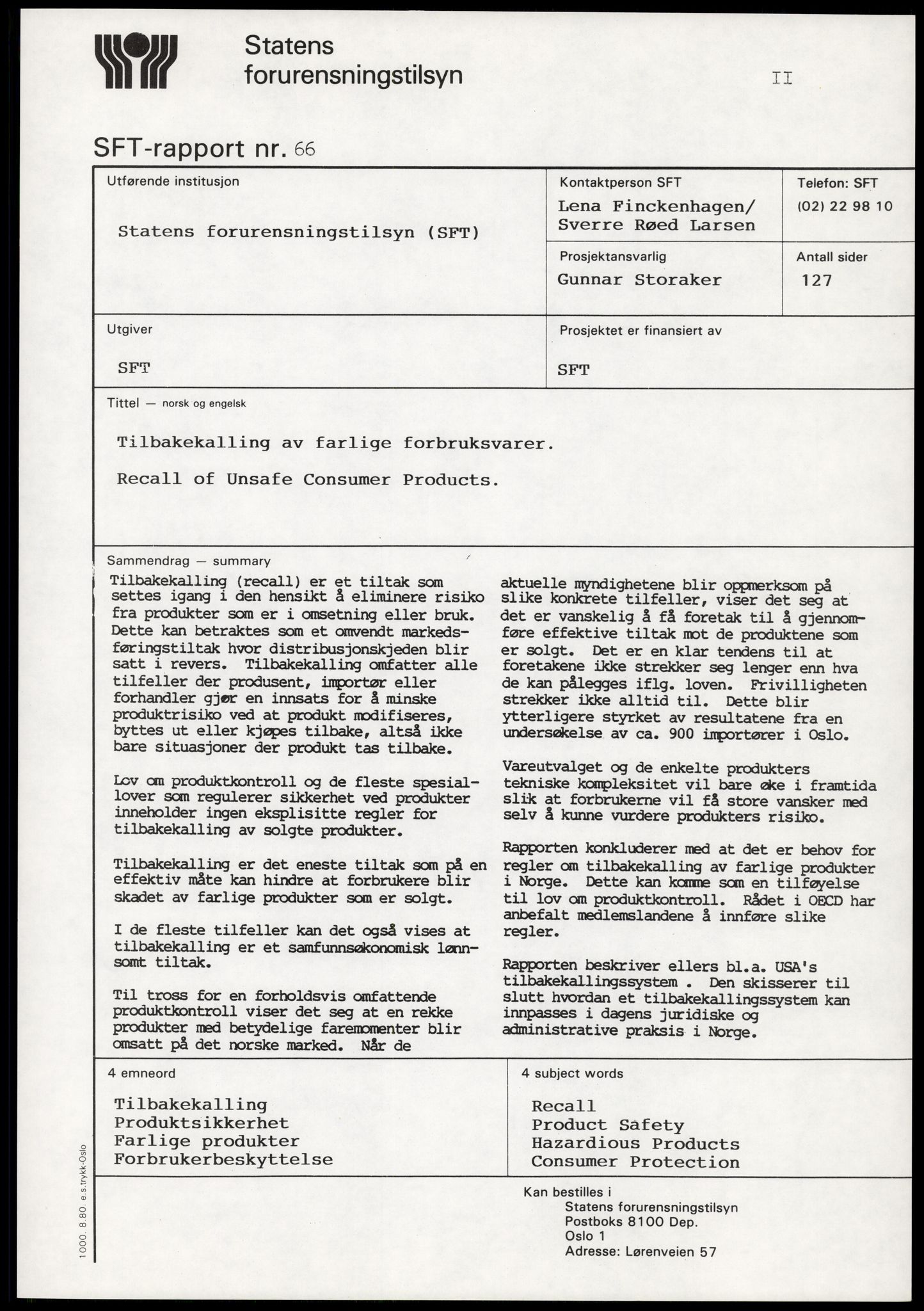 Statens forurensningstilsyn, hovedkontoret, AV/RA-S-4136/1/A/Ab/L0011: Produktkontrollrådet - Innkalling og referater, 1985