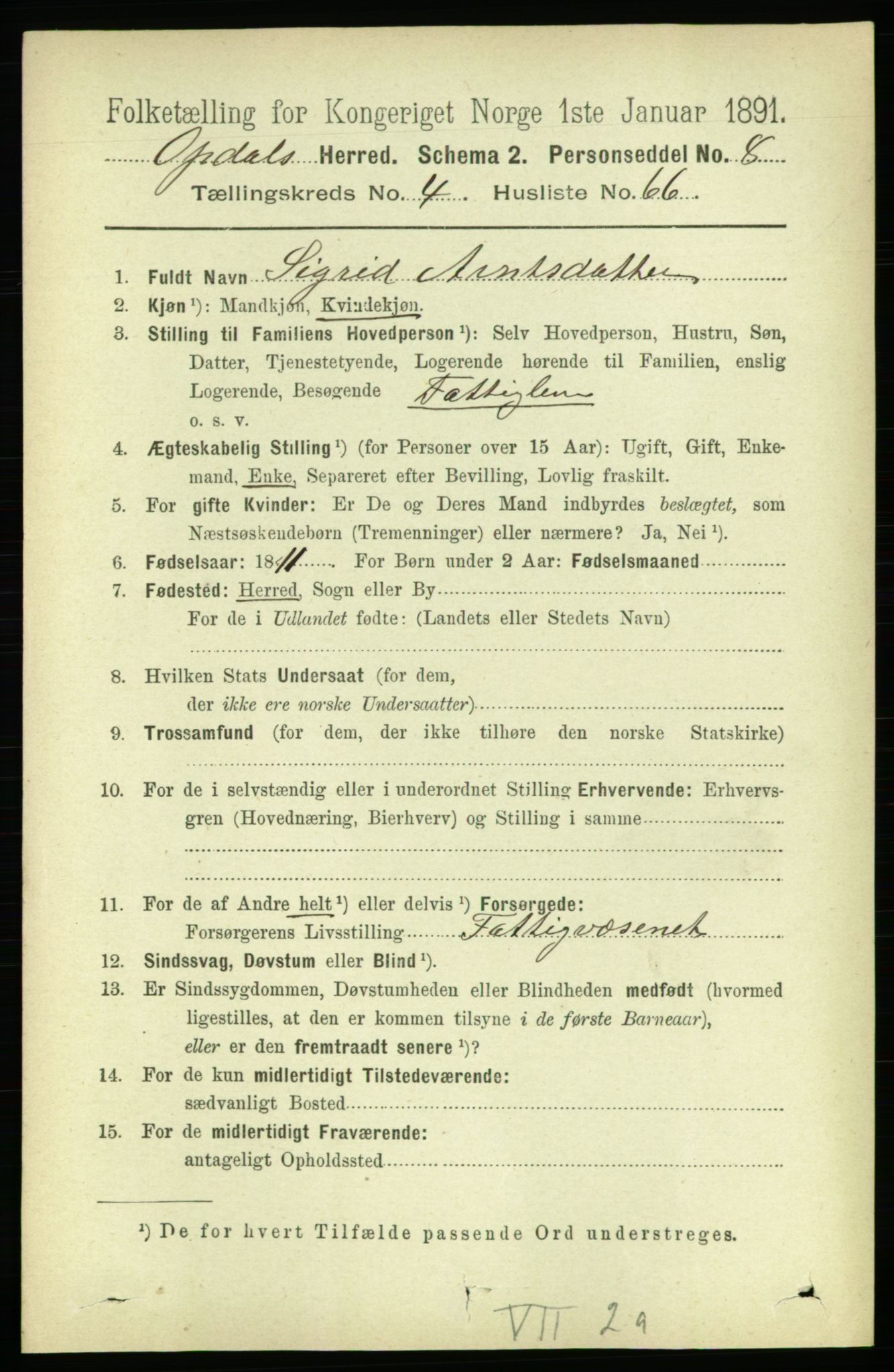 RA, 1891 census for 1634 Oppdal, 1891, p. 2141