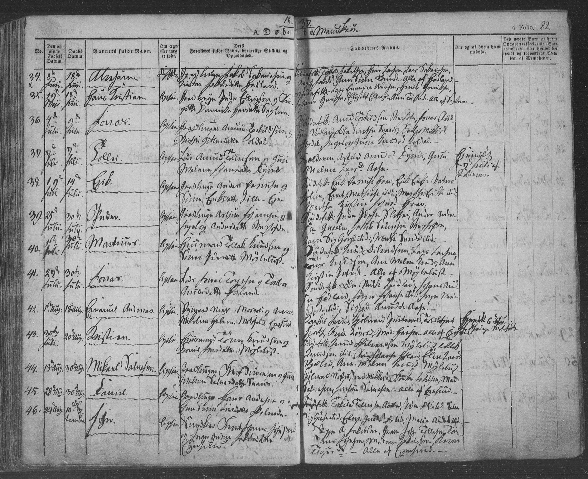 Eigersund sokneprestkontor, AV/SAST-A-101807/S08/L0009: Parish register (official) no. A 9, 1827-1850, p. 82