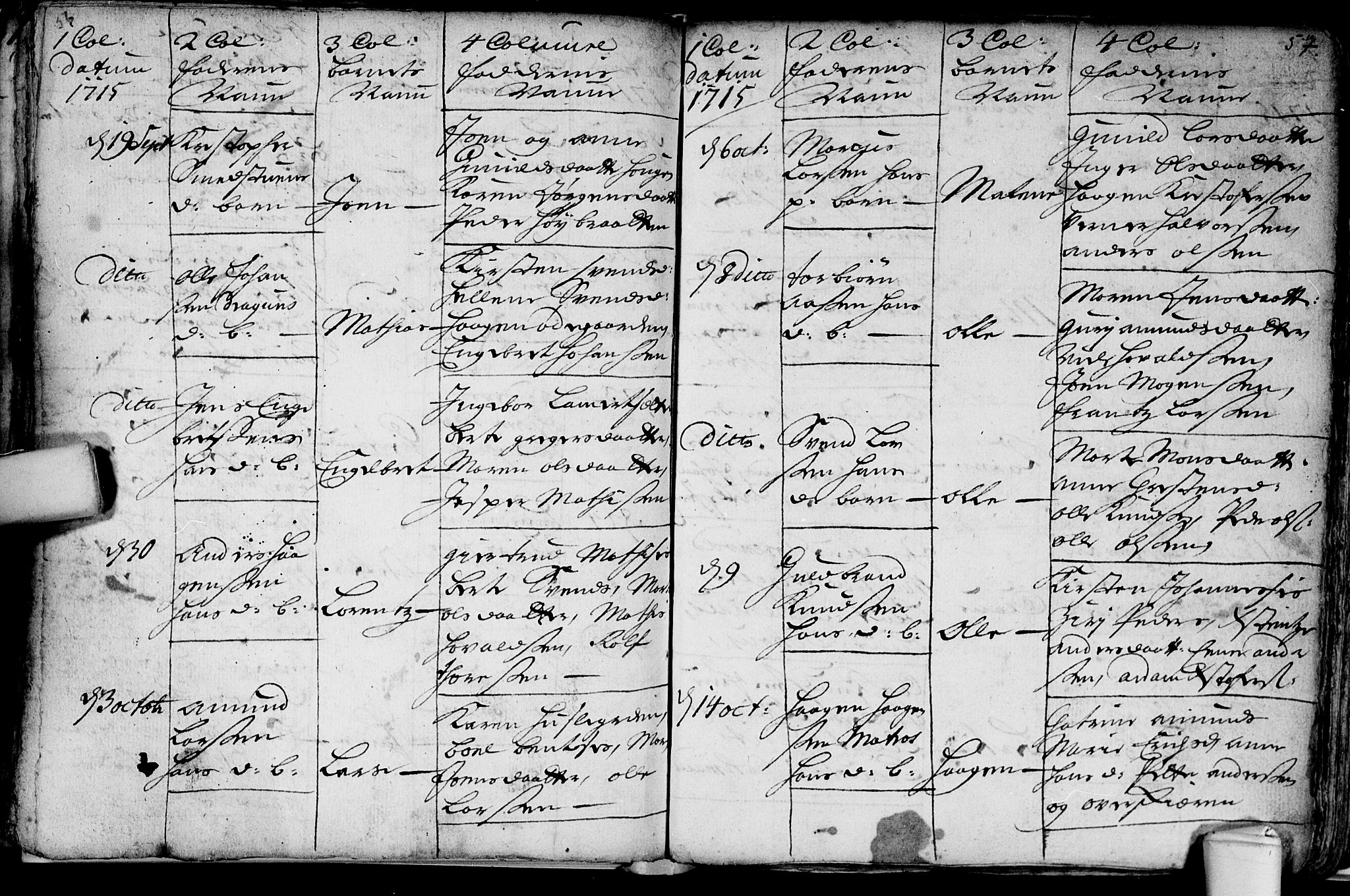 Aker prestekontor kirkebøker, AV/SAO-A-10861/F/L0002: Parish register (official) no. 2, 1714-1720, p. 56-57