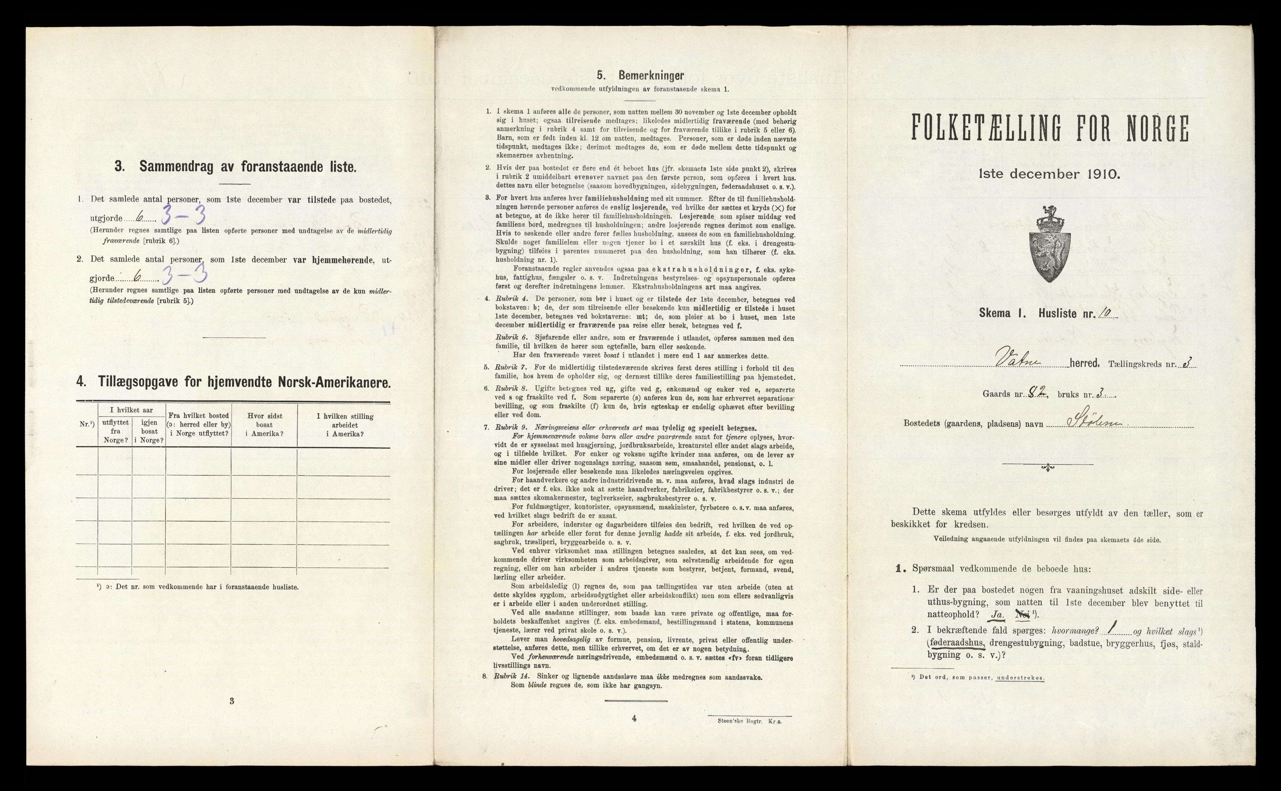 RA, 1910 census for Vatne, 1910, p. 183