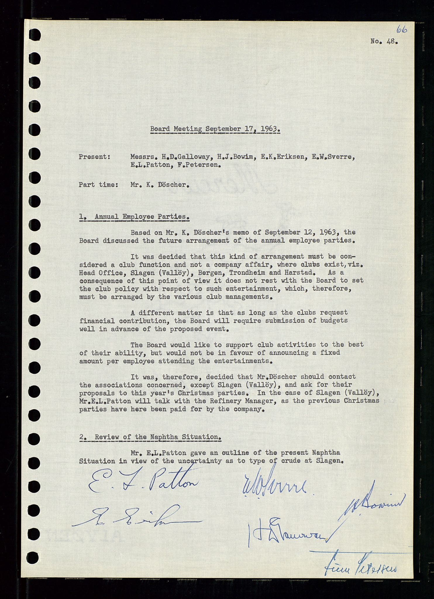 Pa 0982 - Esso Norge A/S, AV/SAST-A-100448/A/Aa/L0001/0004: Den administrerende direksjon Board minutes (styrereferater) / Den administrerende direksjon Board minutes (styrereferater), 1963-1964, p. 196