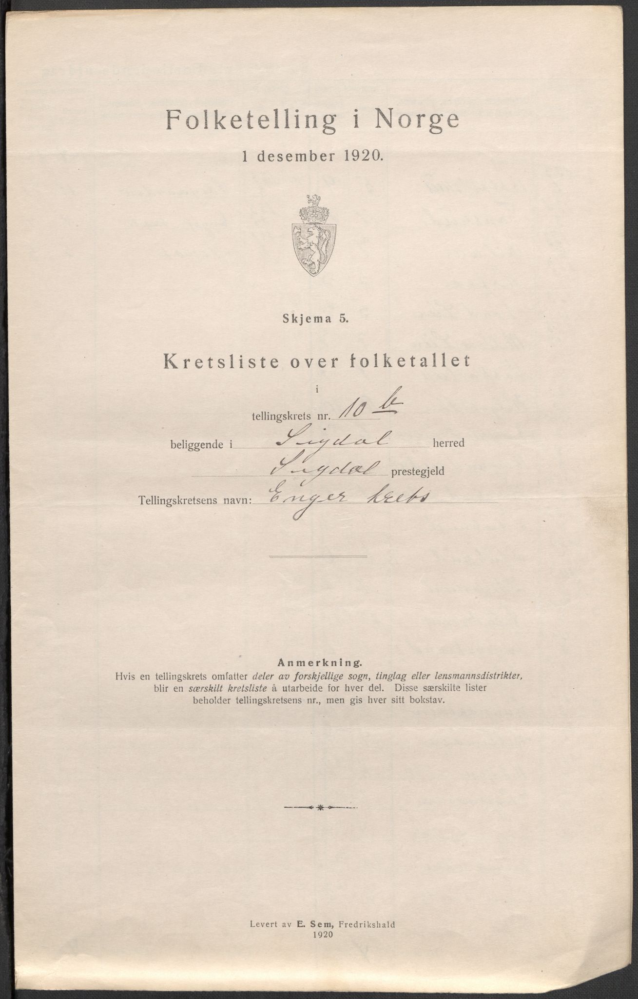 SAKO, 1920 census for Sigdal, 1920, p. 36