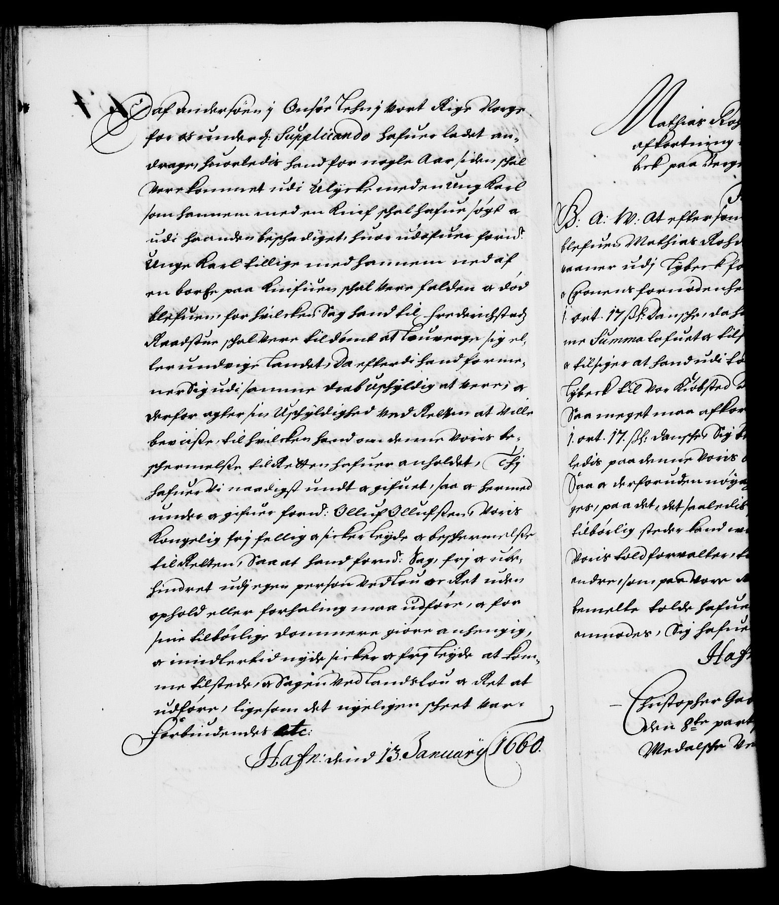 Danske Kanselli 1572-1799, RA/EA-3023/F/Fc/Fca/Fcaa/L0009: Norske registre (mikrofilm), 1657-1660, p. 154b