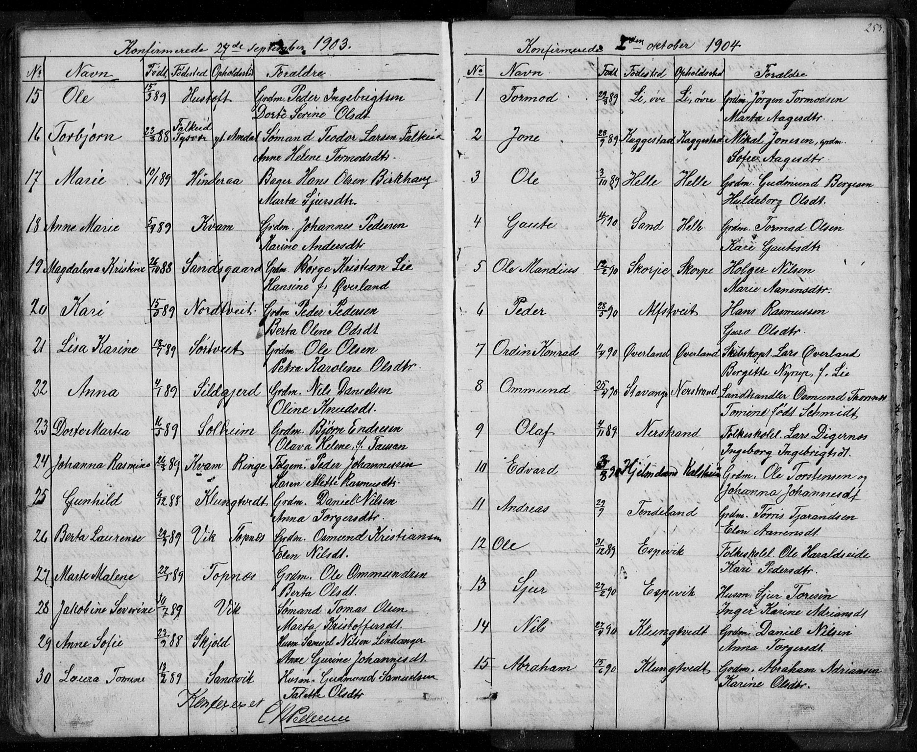 Nedstrand sokneprestkontor, SAST/A-101841/01/V: Parish register (copy) no. B 3, 1848-1933, p. 253