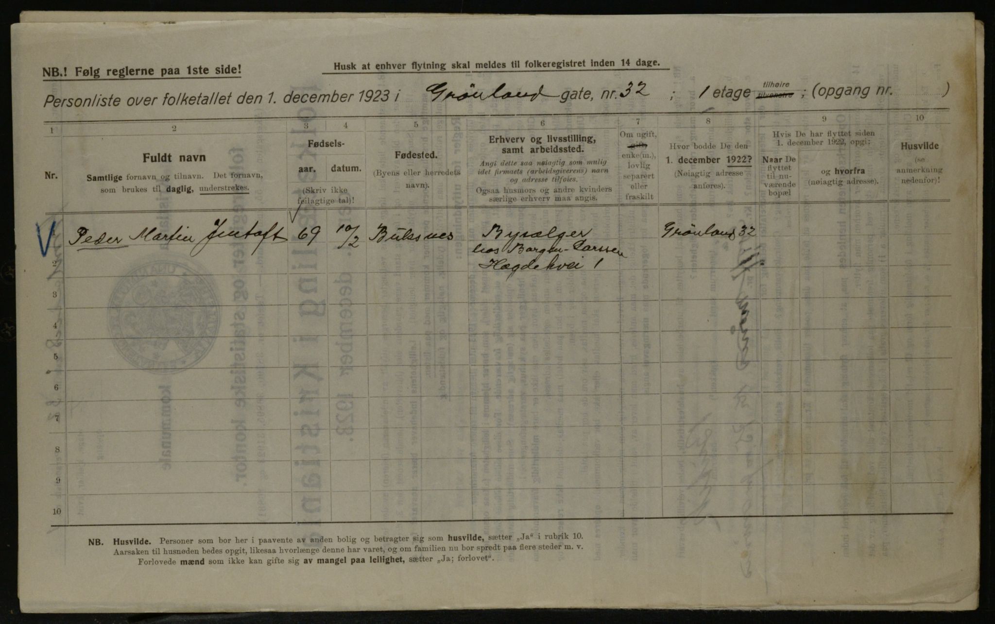 OBA, Municipal Census 1923 for Kristiania, 1923, p. 35351