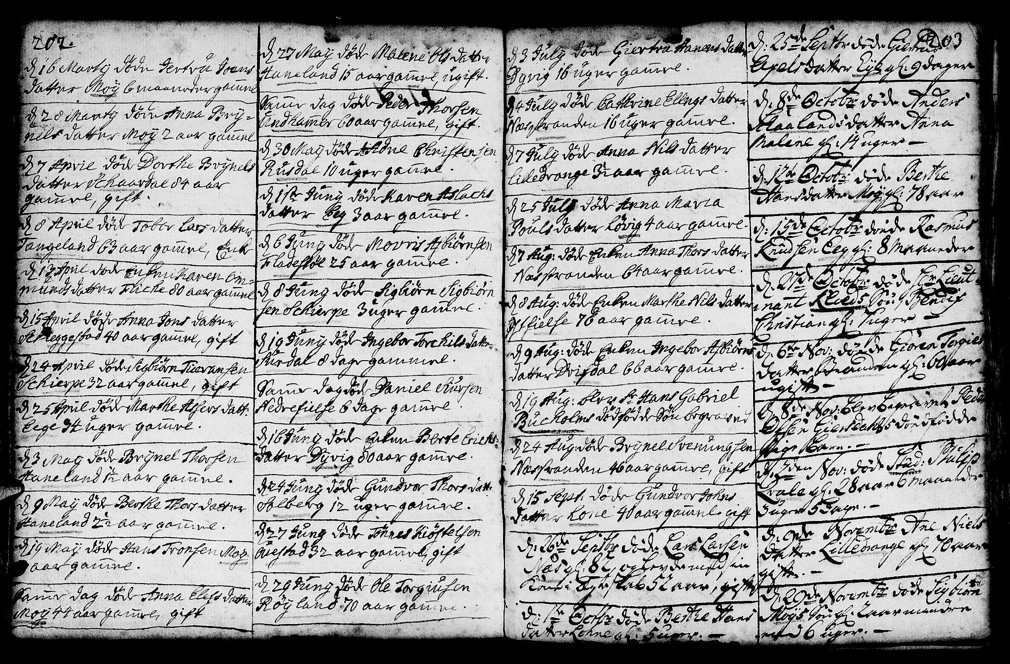 Lund sokneprestkontor, AV/SAST-A-101809/S06/L0002: Parish register (official) no. A 2, 1738-1760, p. 202-203