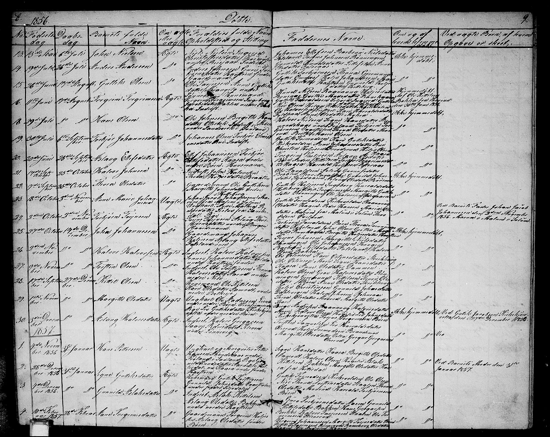 Gransherad kirkebøker, SAKO/A-267/G/Ga/L0002: Parish register (copy) no. I 2, 1854-1886, p. 8-9