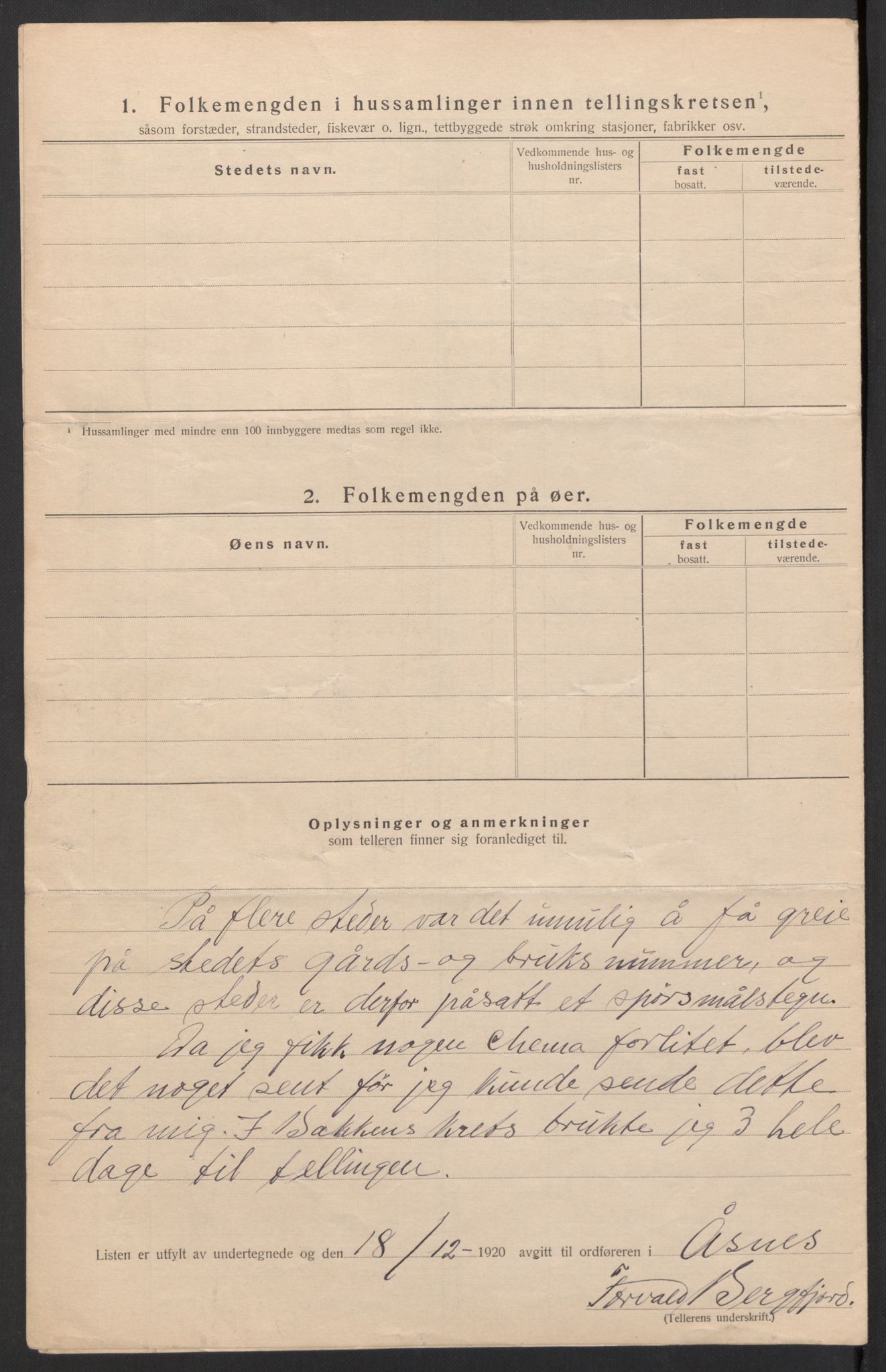 SAH, 1920 census for Åsnes, 1920, p. 47