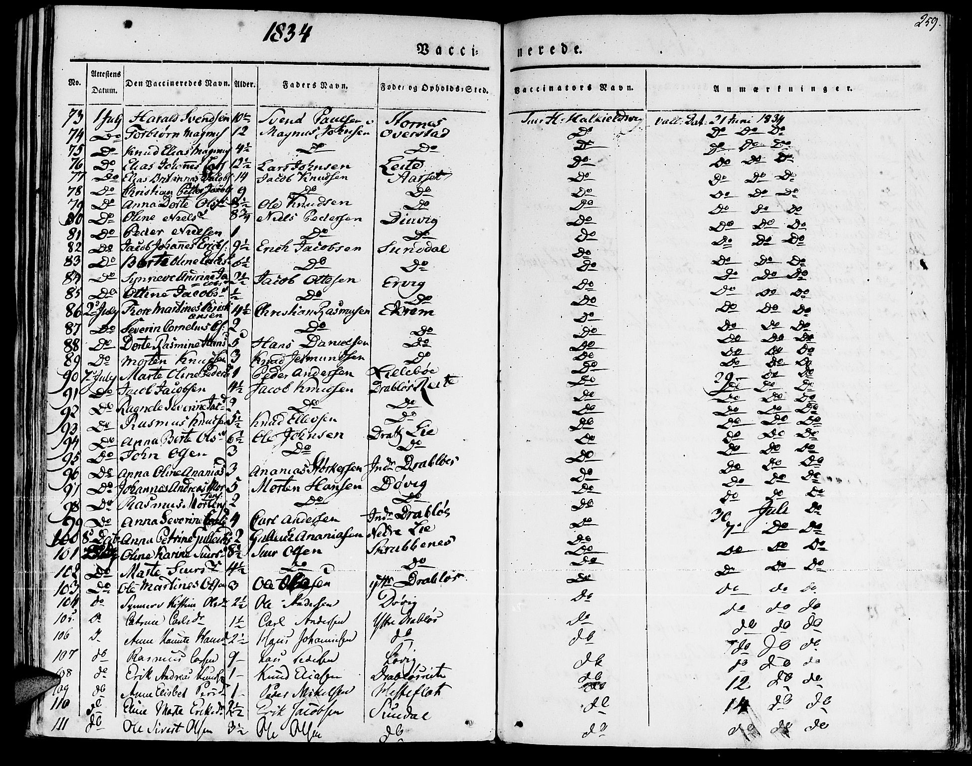 Ministerialprotokoller, klokkerbøker og fødselsregistre - Møre og Romsdal, AV/SAT-A-1454/511/L0139: Parish register (official) no. 511A06, 1831-1850, p. 259