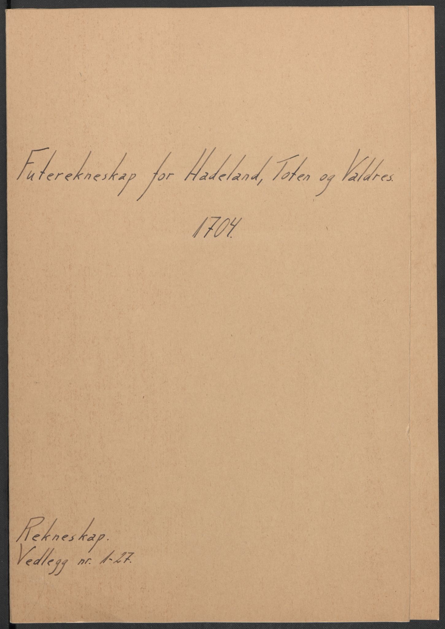 Rentekammeret inntil 1814, Reviderte regnskaper, Fogderegnskap, AV/RA-EA-4092/R18/L1302: Fogderegnskap Hadeland, Toten og Valdres, 1704, p. 2