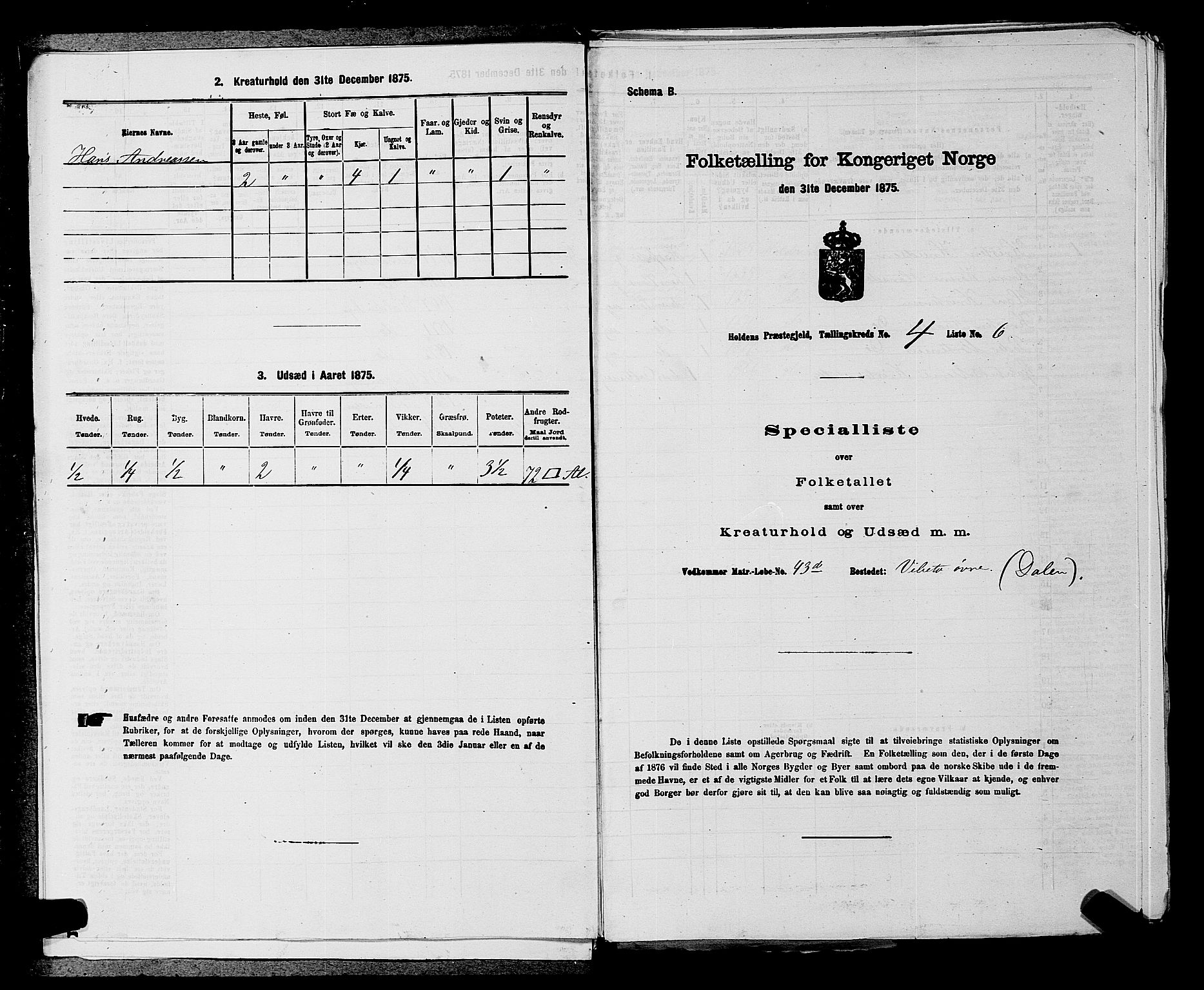 SAKO, 1875 census for 0819P Holla, 1875, p. 442