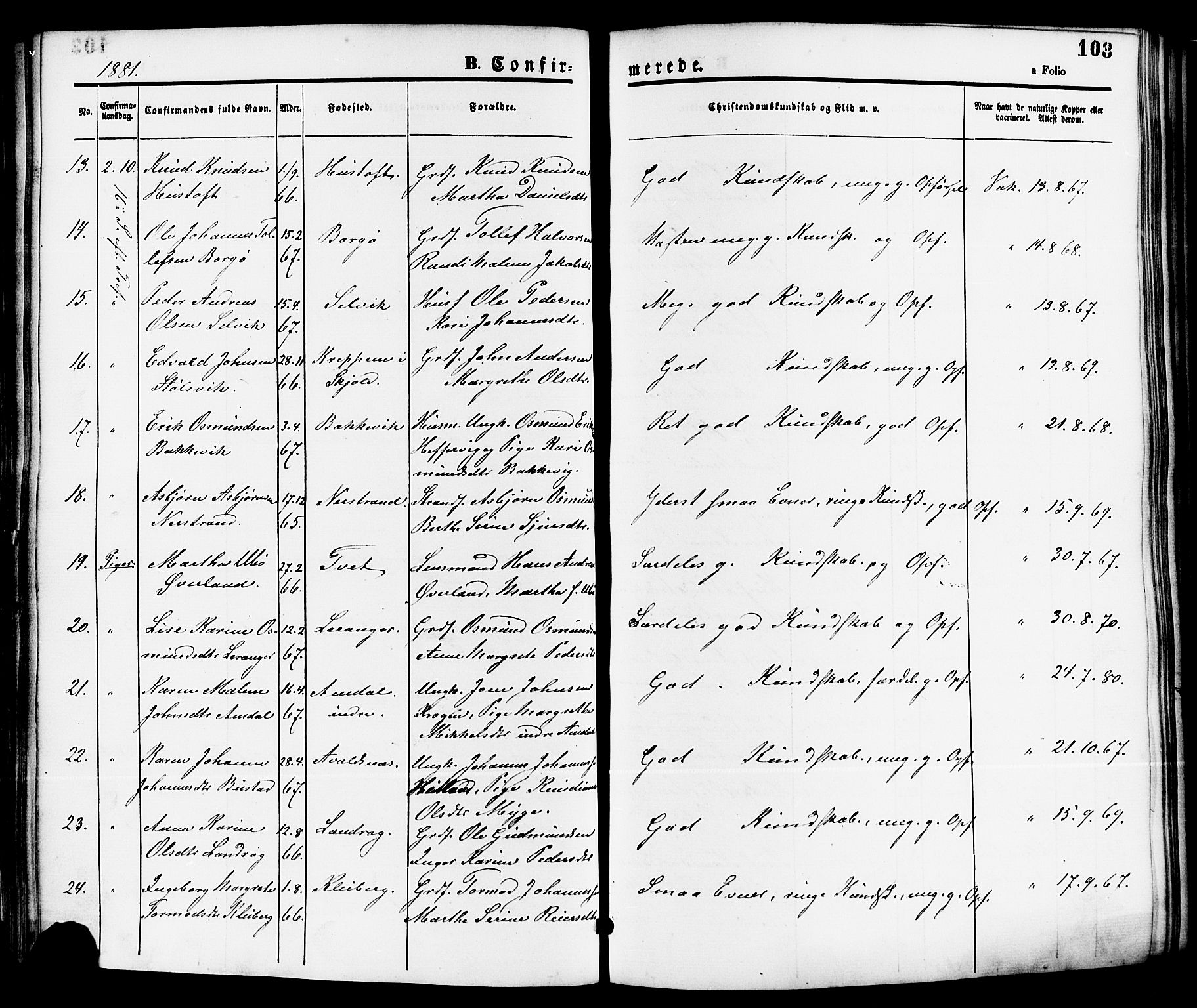Nedstrand sokneprestkontor, SAST/A-101841/01/IV: Parish register (official) no. A 11, 1877-1887, p. 108