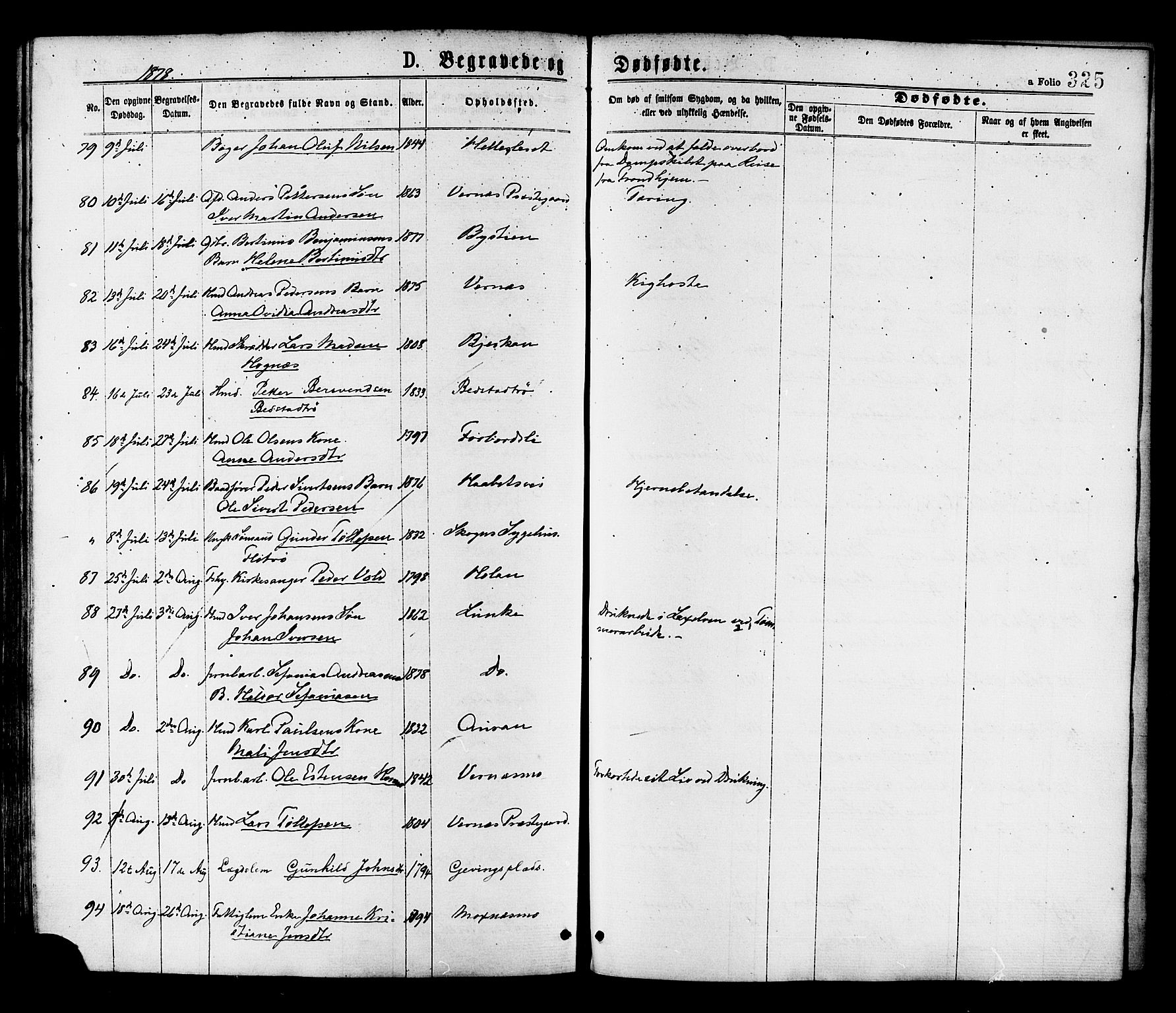 Ministerialprotokoller, klokkerbøker og fødselsregistre - Nord-Trøndelag, AV/SAT-A-1458/709/L0076: Parish register (official) no. 709A16, 1871-1879, p. 325