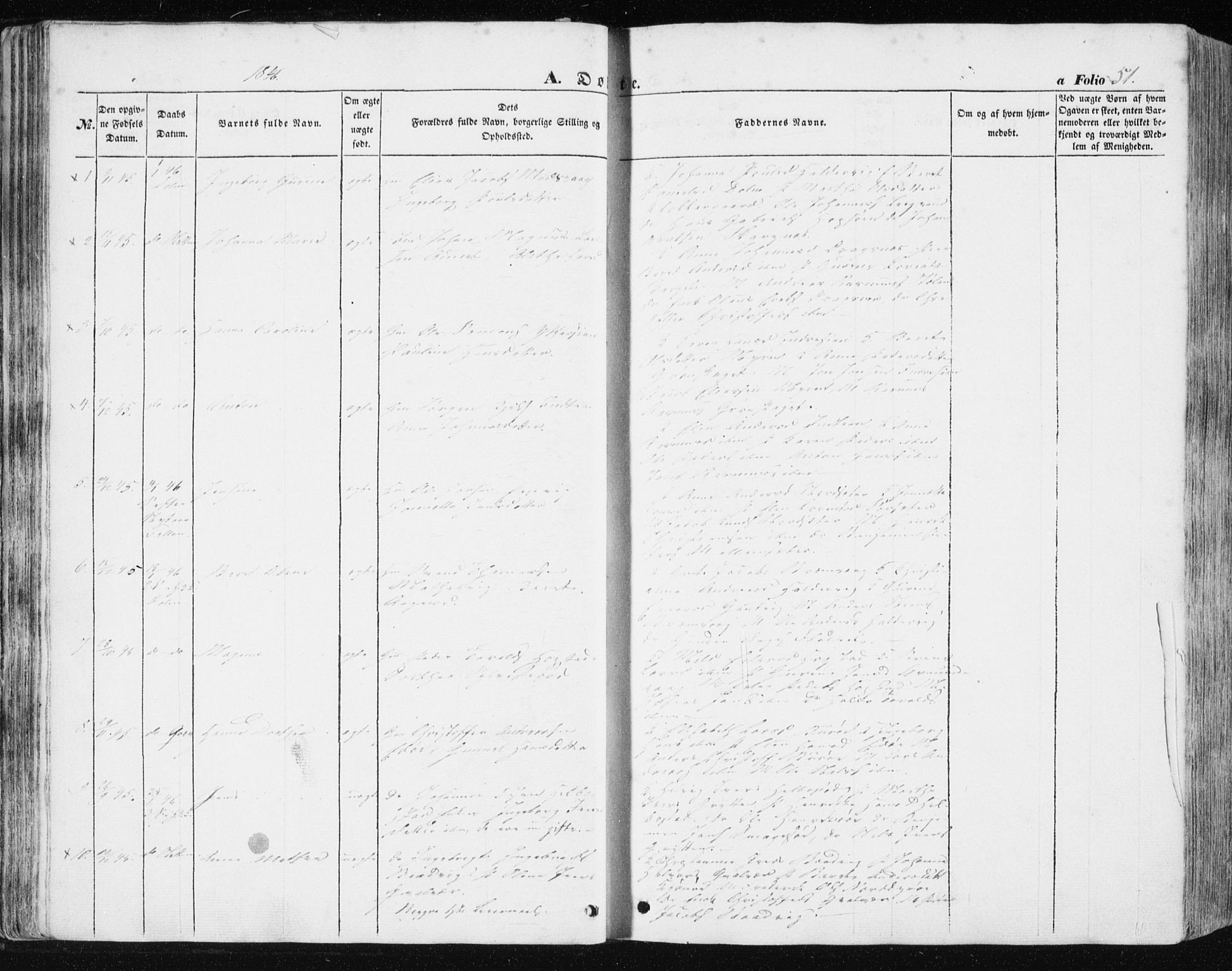 Ministerialprotokoller, klokkerbøker og fødselsregistre - Sør-Trøndelag, SAT/A-1456/634/L0529: Parish register (official) no. 634A05, 1843-1851, p. 51