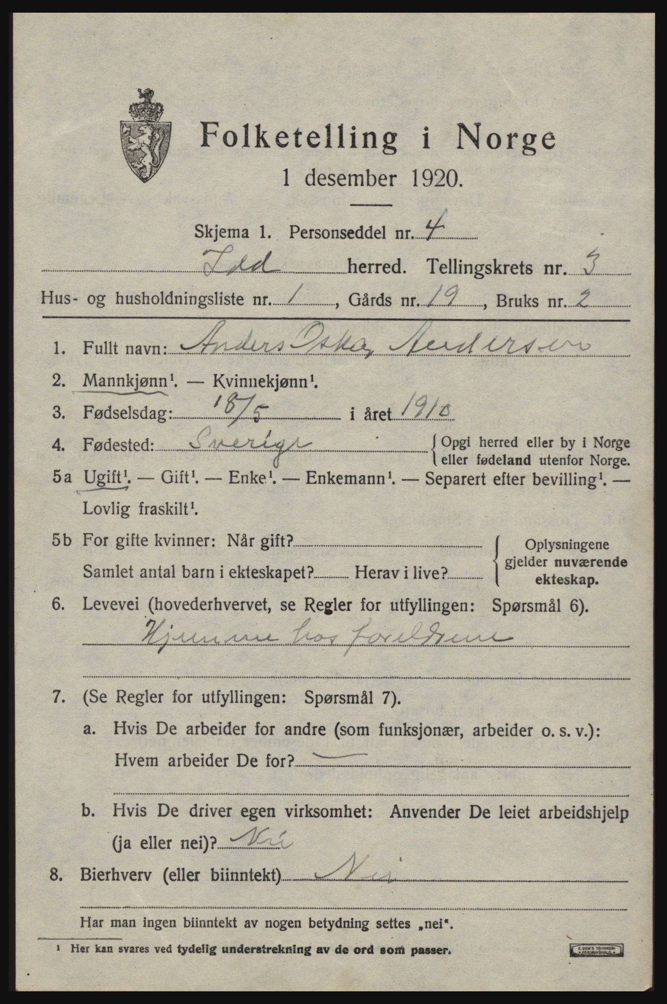 SAO, 1920 census for Idd, 1920, p. 4016