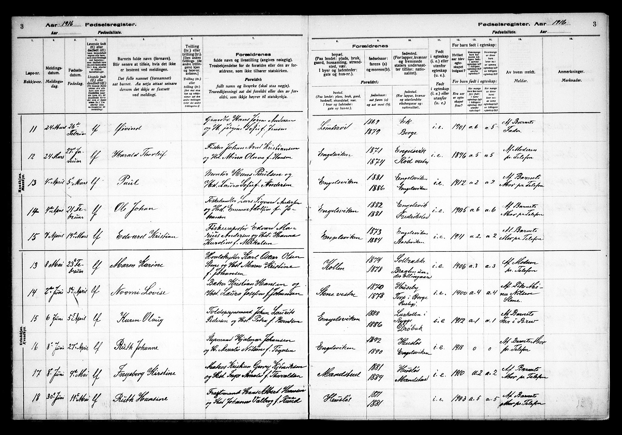 Onsøy prestekontor Kirkebøker, AV/SAO-A-10914/J/Ja/L0001: Birth register no. I 1, 1916-1937, p. 3