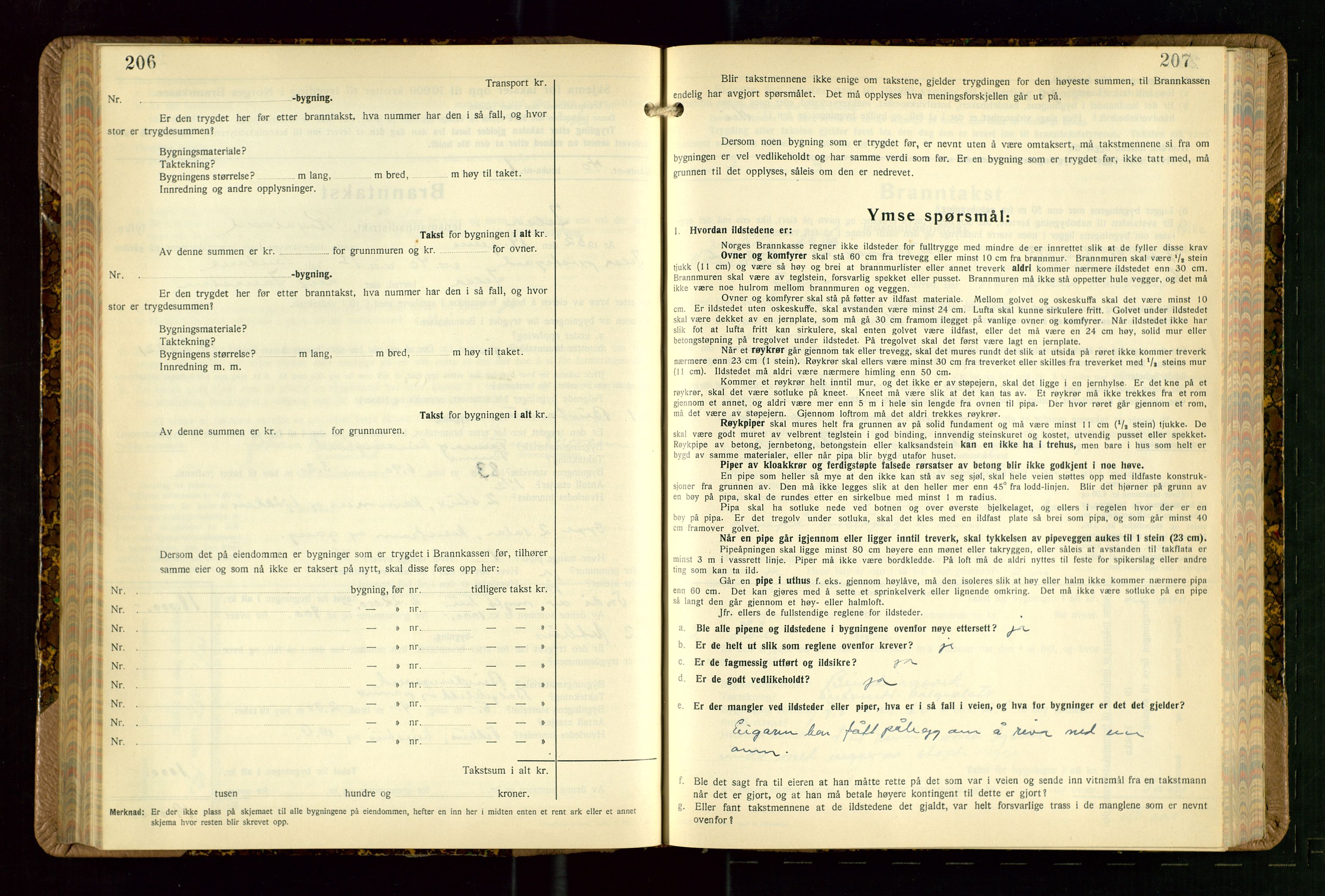 Jelsa lensmannskontor, AV/SAST-A-100360/Gob/L0003: "Branntakstprotokoll", 1942-1955, p. 206-207