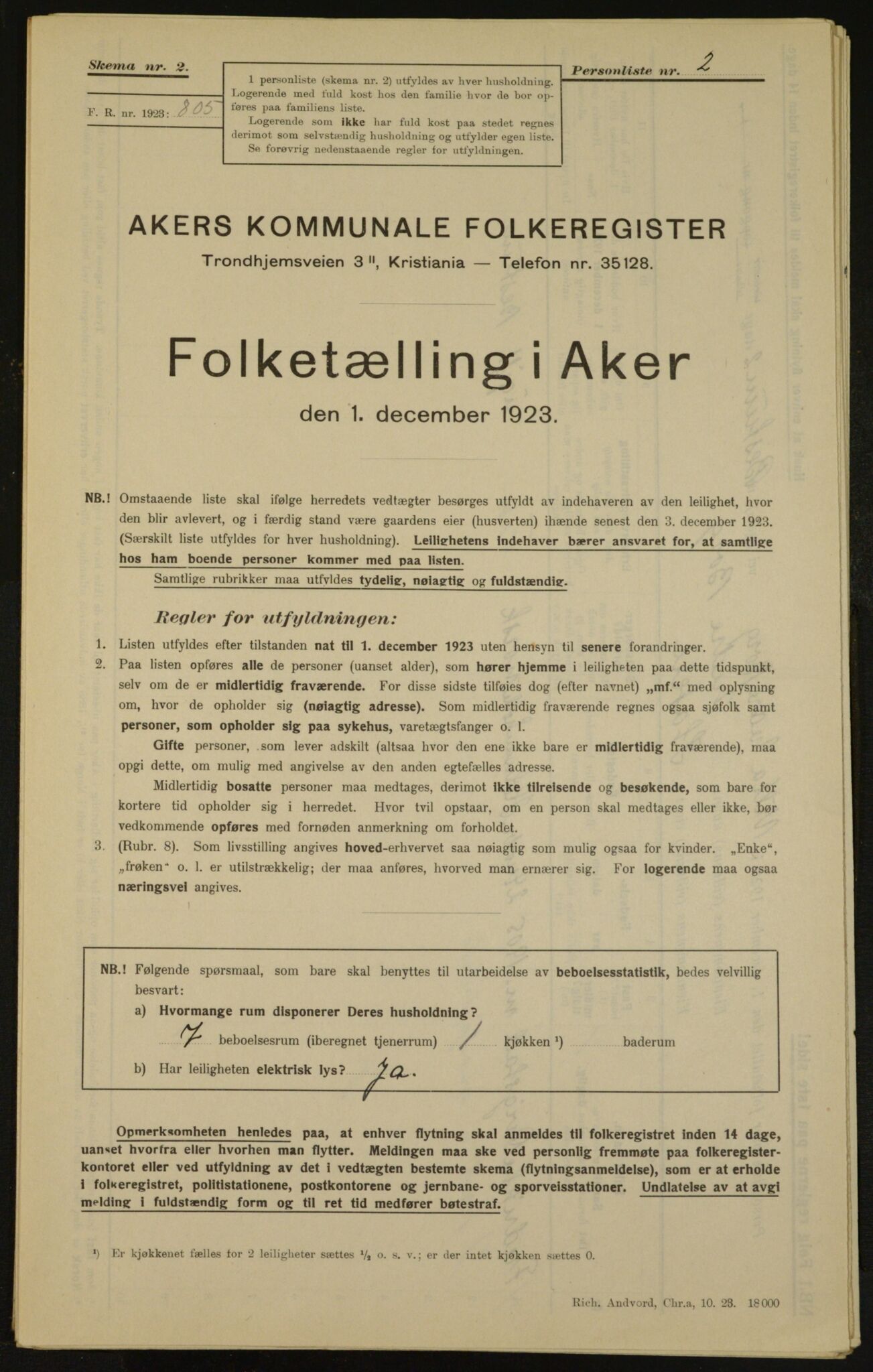 , Municipal Census 1923 for Aker, 1923, p. 4906