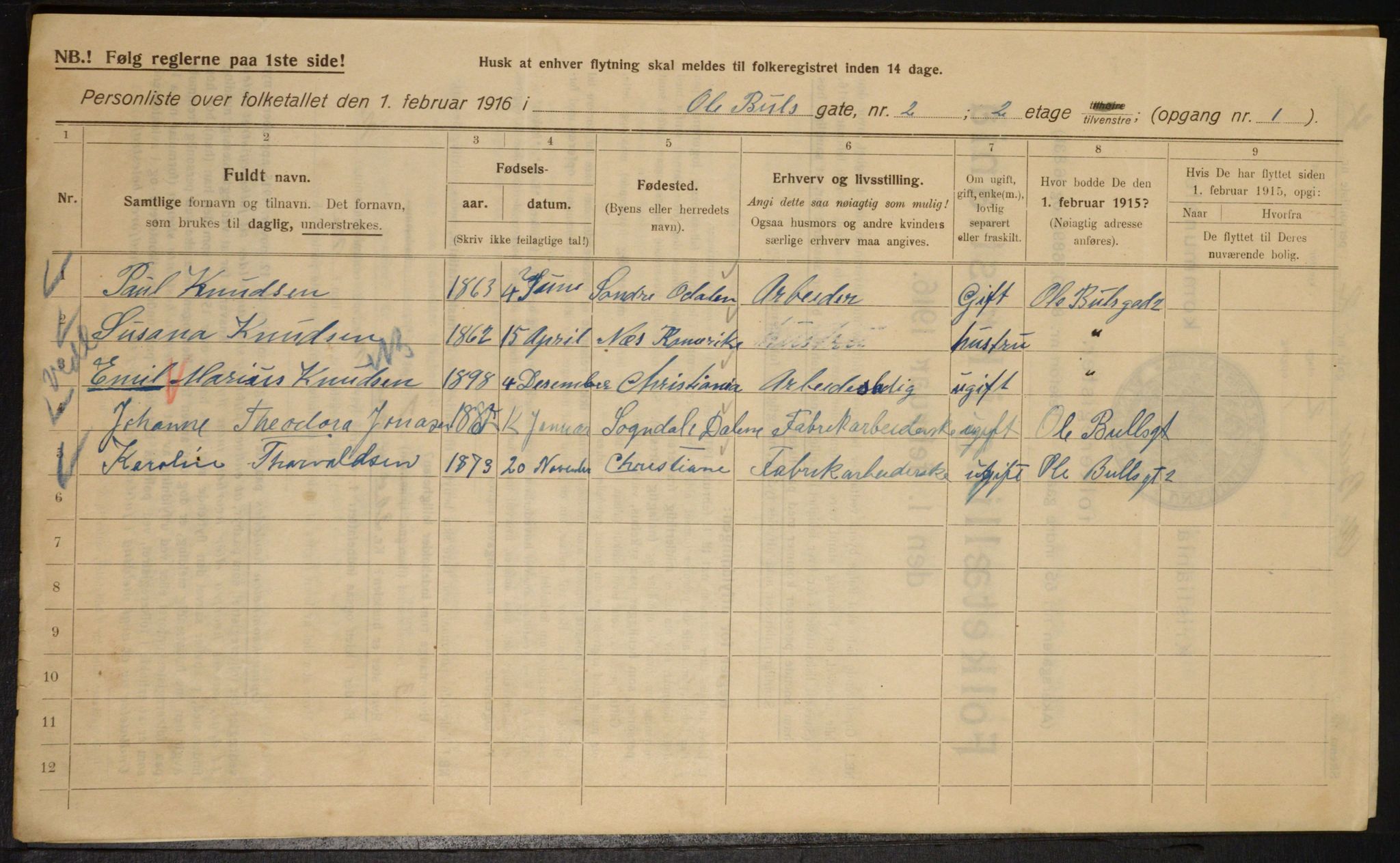 OBA, Municipal Census 1916 for Kristiania, 1916, p. 77227