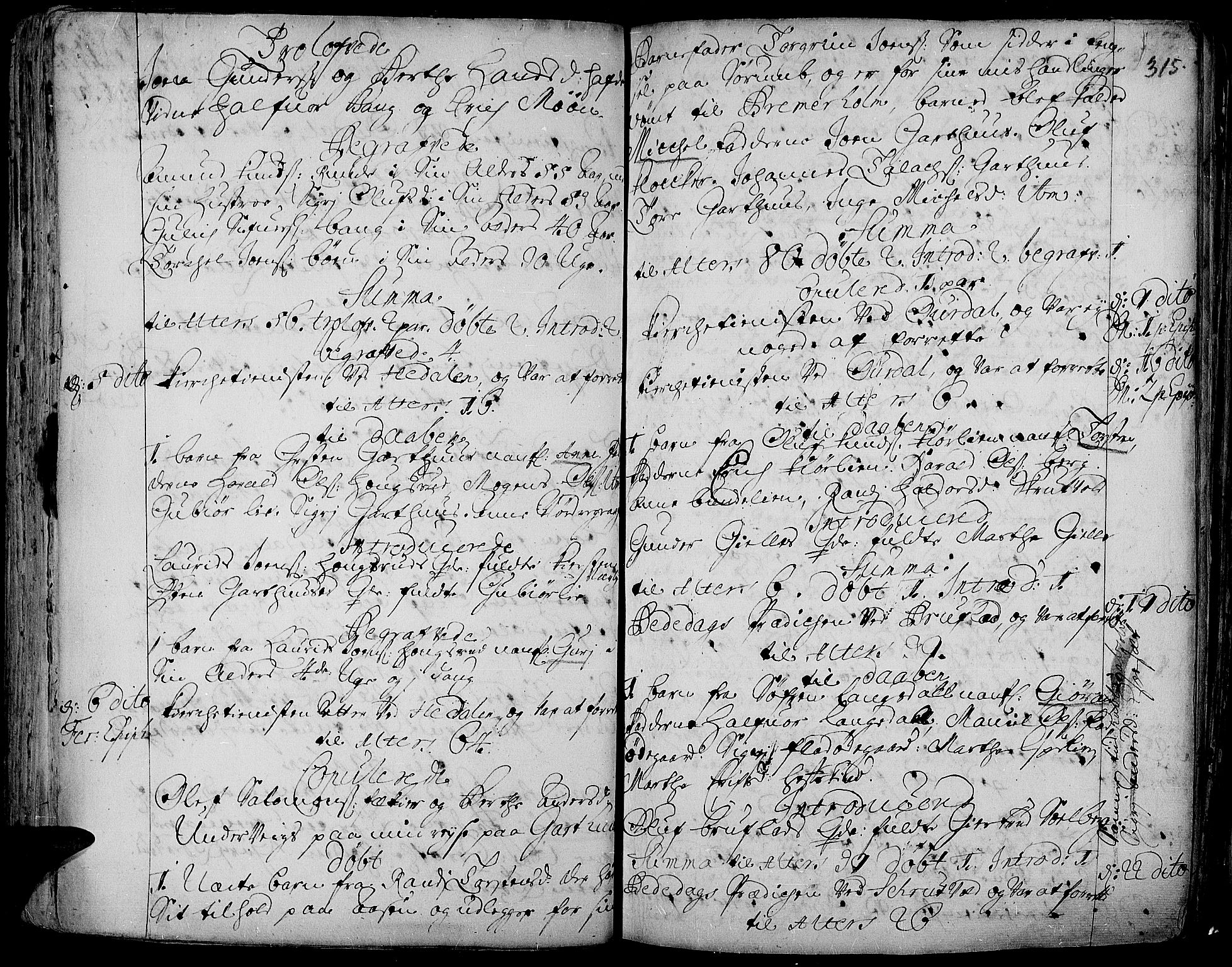 Aurdal prestekontor, SAH/PREST-126/H/Ha/Haa/L0001: Parish register (official) no. 1-3, 1692-1730, p. 315