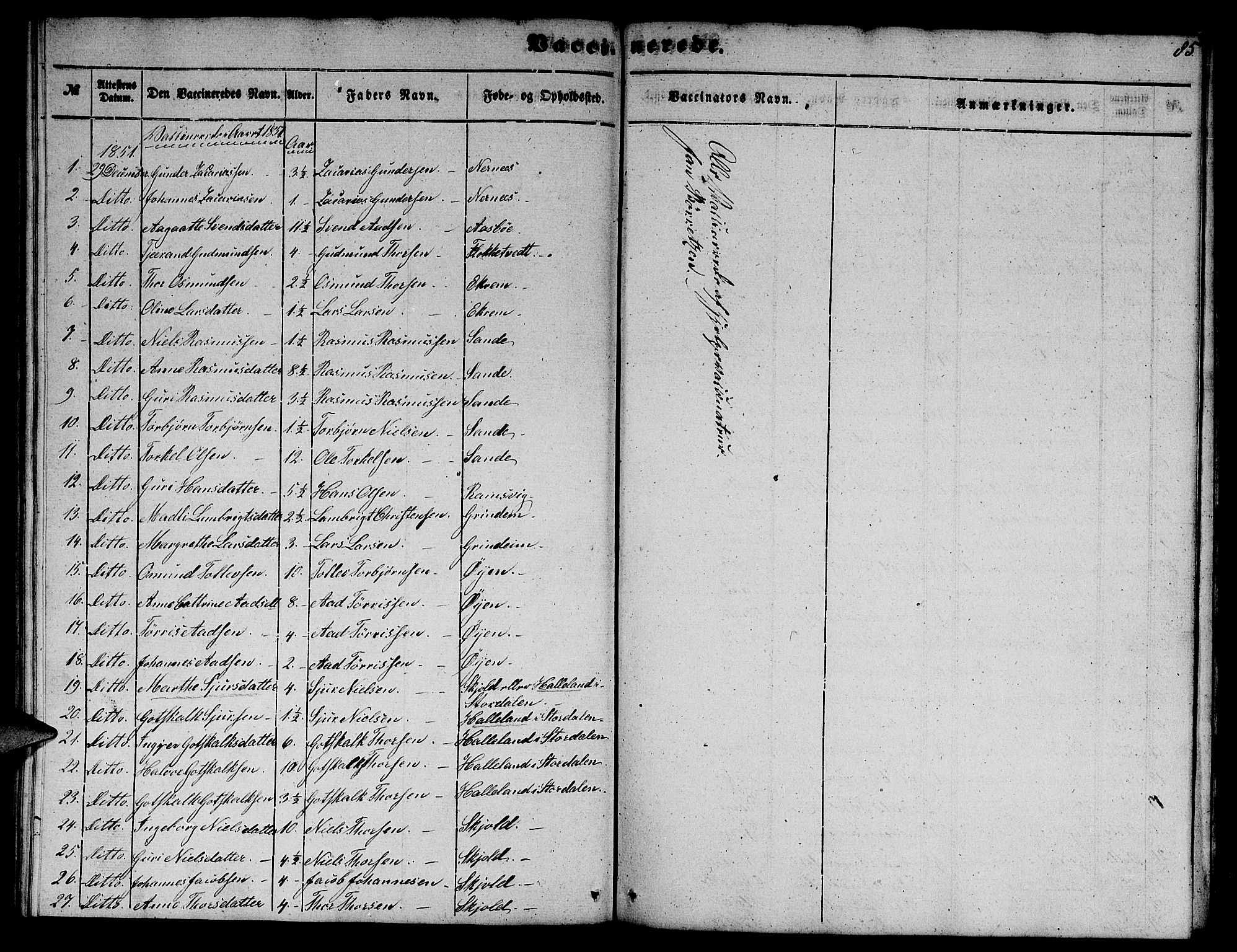 Etne sokneprestembete, SAB/A-75001/H/Hab: Parish register (copy) no. C 2, 1851-1865, p. 85