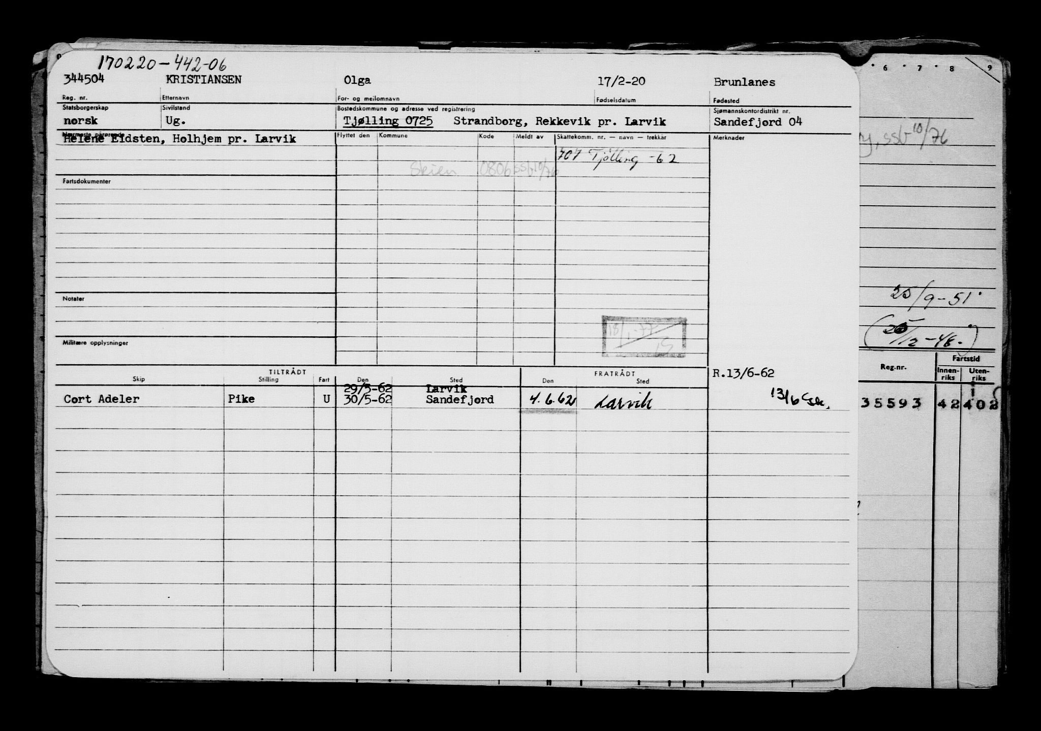 Direktoratet for sjømenn, AV/RA-S-3545/G/Gb/L0177: Hovedkort, 1920, p. 302