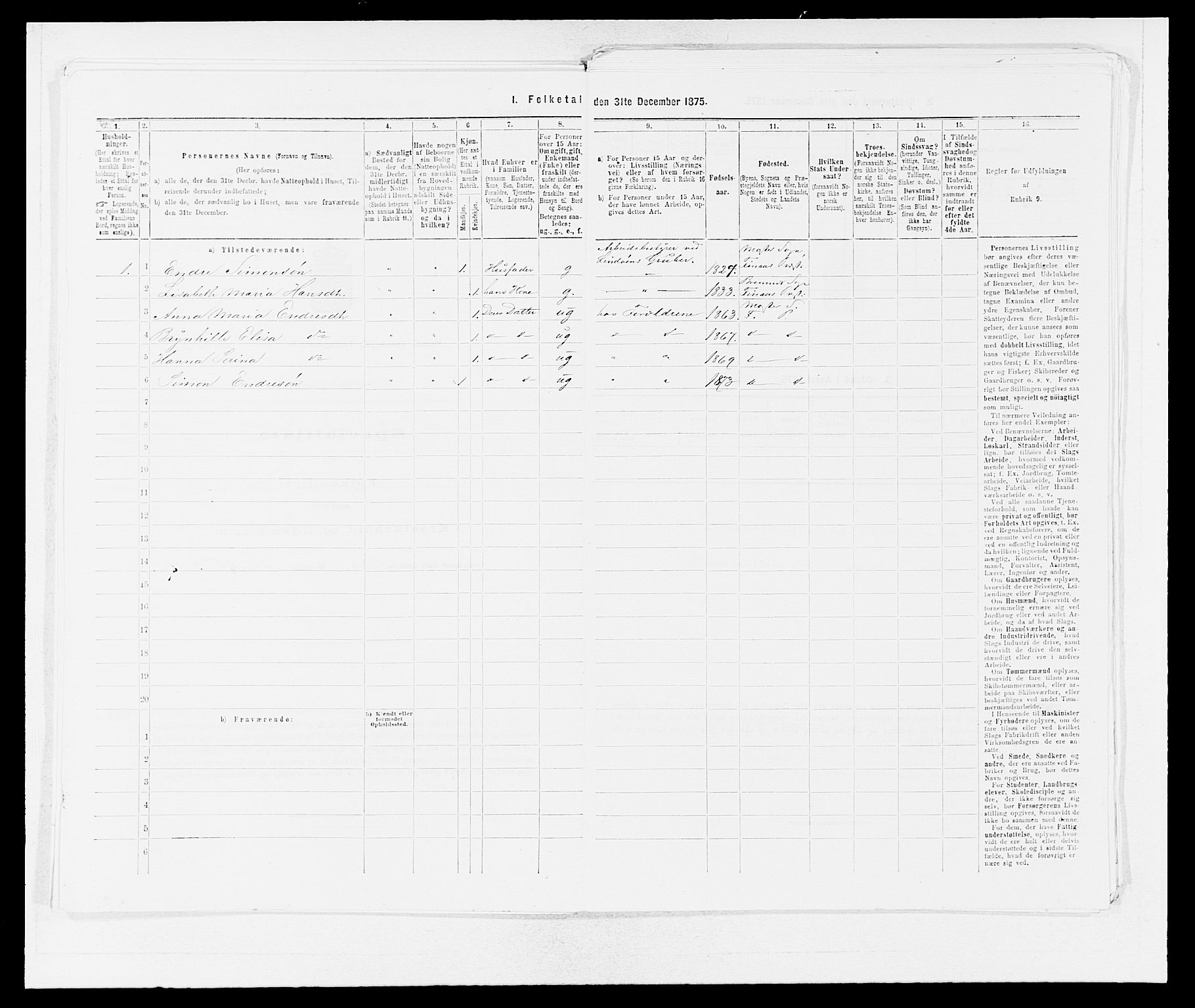 SAB, 1875 census for 1218P Finnås, 1875, p. 317