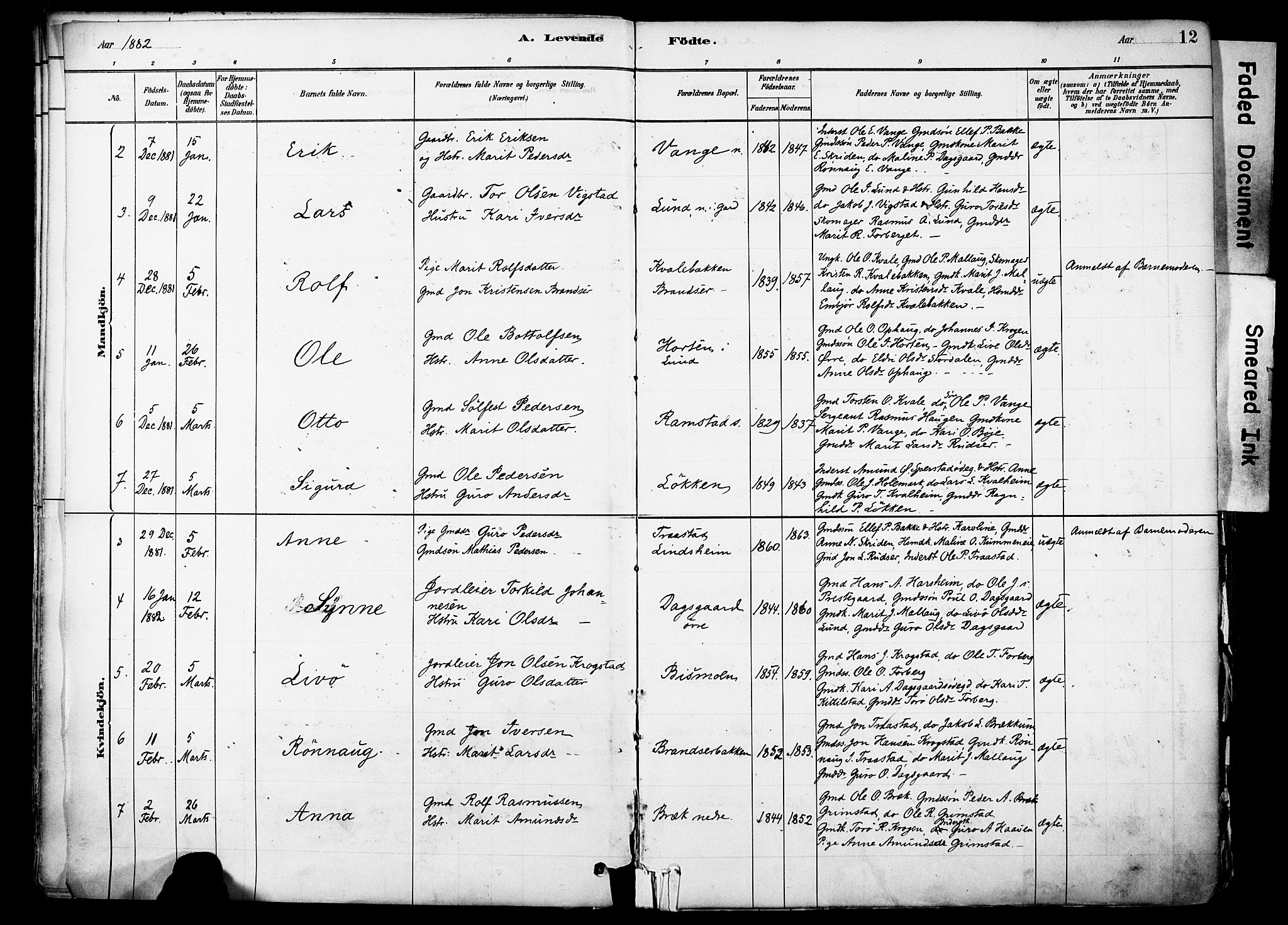 Skjåk prestekontor, SAH/PREST-072/H/Ha/Haa/L0003: Parish register (official) no. 3, 1880-1907, p. 12