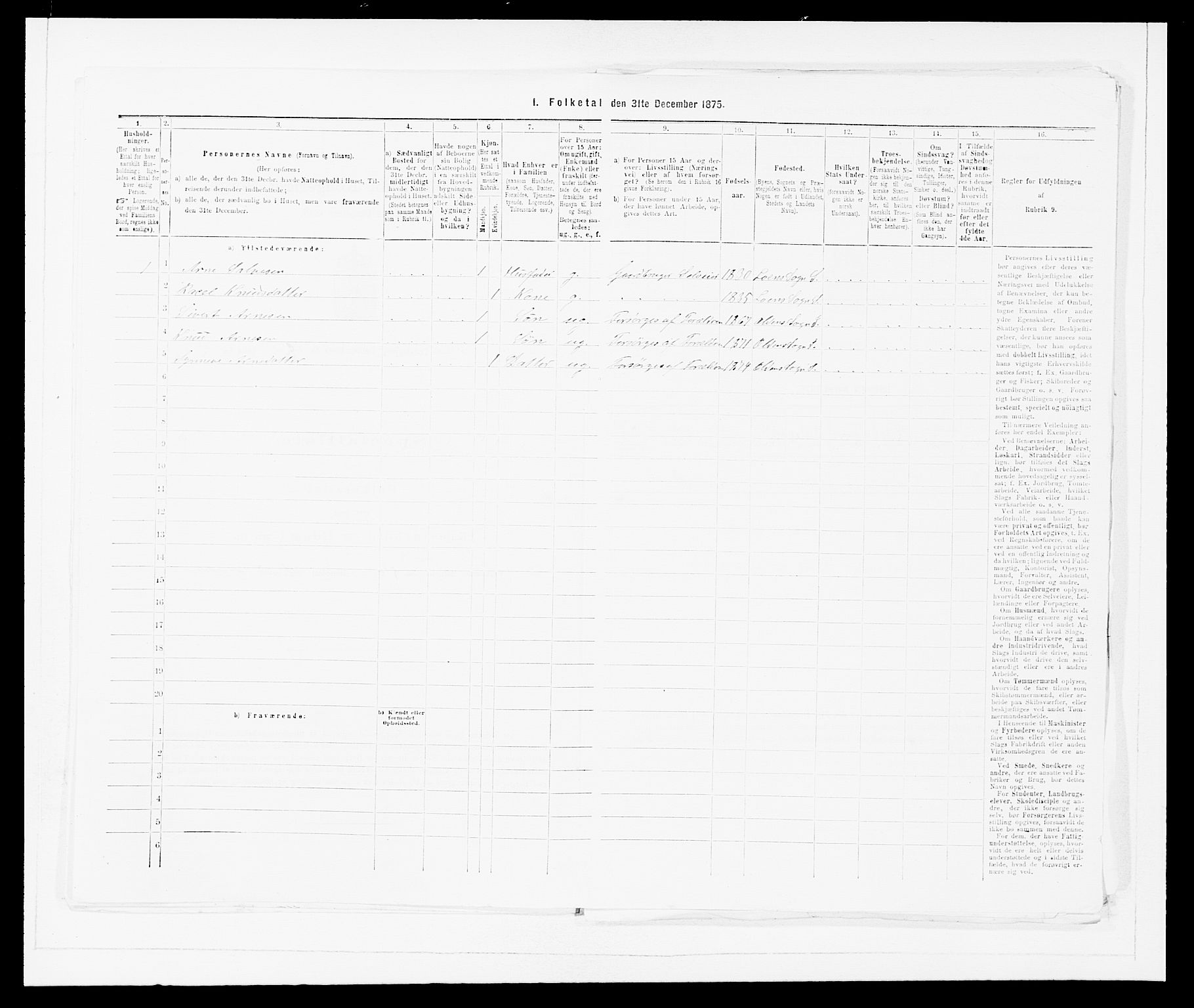 SAB, 1875 Census for 1447P Innvik, 1875, p. 898